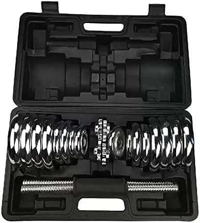 ست دمبل کرومی قابل تنظیم 30 کیلوگرمی ULTIMAX، ست دمبل قابل تنظیم چدنی - وزنه برداری دستی کرومی + جعبه (30)