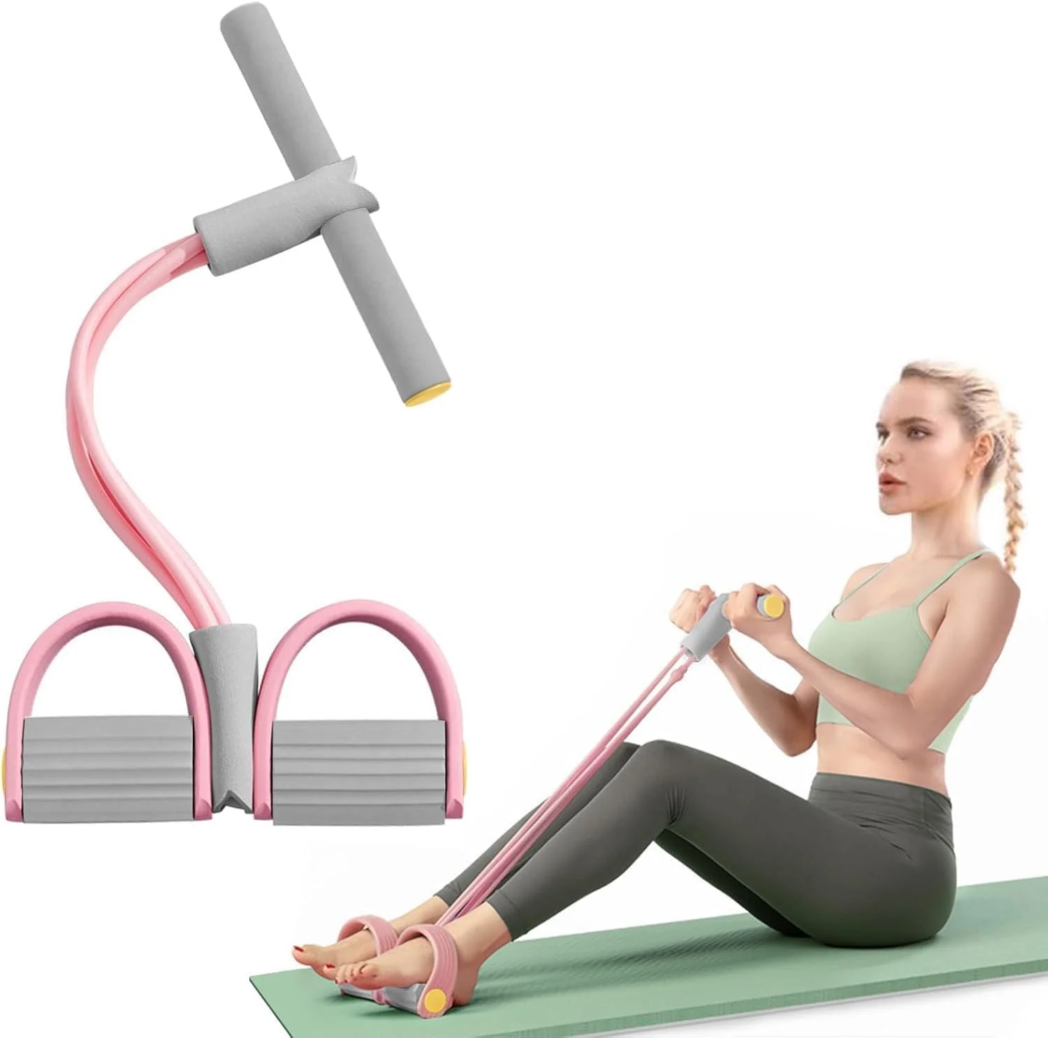 ست کش های مقاومتی چند منظوره تزویق، طناب تمرینی پدالی برای تمرینات شکم/کمر/بازو/پا، تجهیزات کششی و لاغری باشگاه خانگی، کش های تناسب اندام کششی برای دراز و نشست