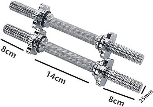 ULTIMAX - میله هالتر دمبل، میله دمبل رزوه ای با روکش کروم قابل تنظیم، دسته دمبل رزوه ای استاندارد برای تناسب اندام و تمرینات وزنه برداری - یک جفت/ست