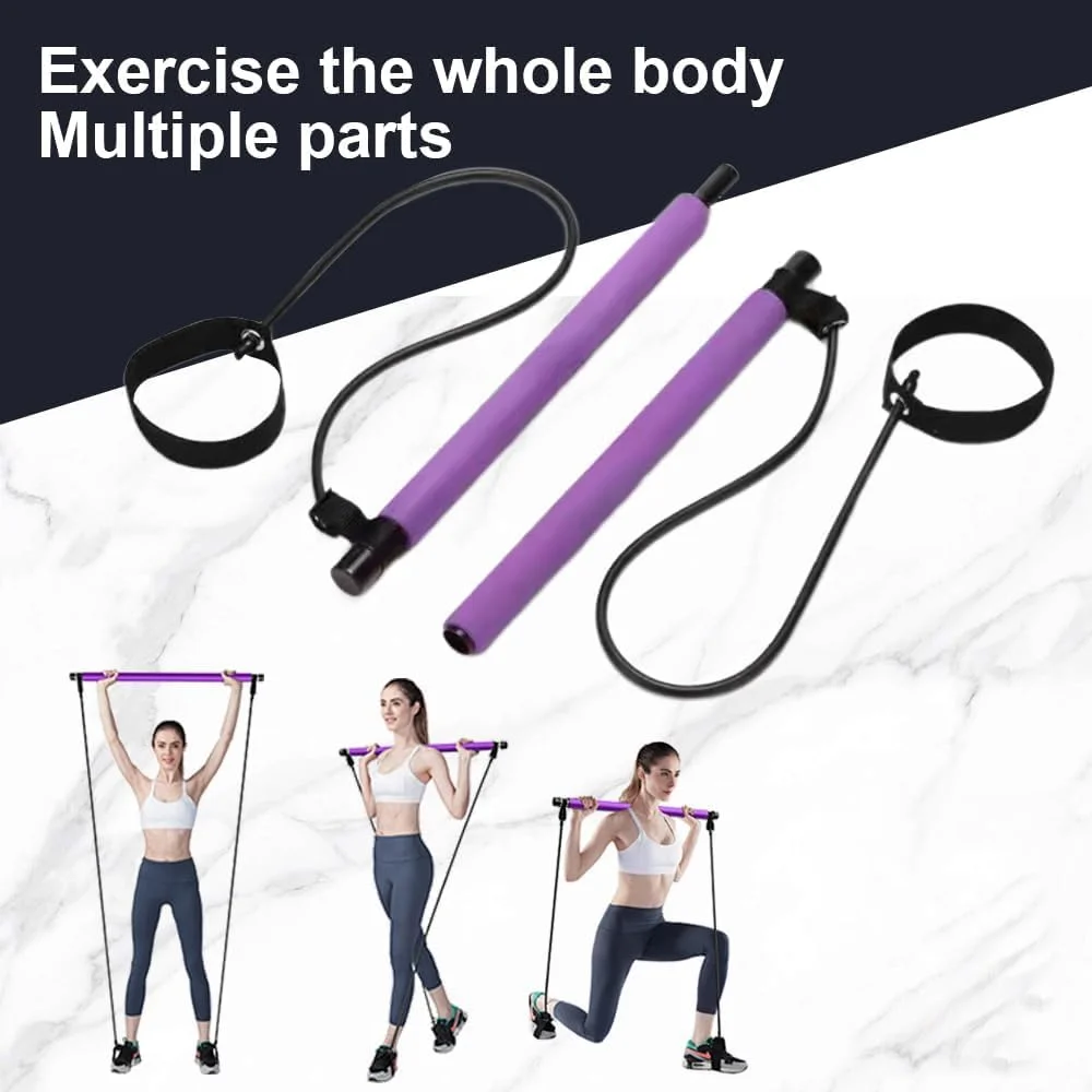 میله پیلاتس اسکالپت TERRIFI، میله تمرین اسکات پیلاتس قابل حمل با نوارهای مقاومتی، میله پیلاتس فیوژن کششی چند منظوره برای زنان، یوگا، تناسب اندام و تمرینات خانگی