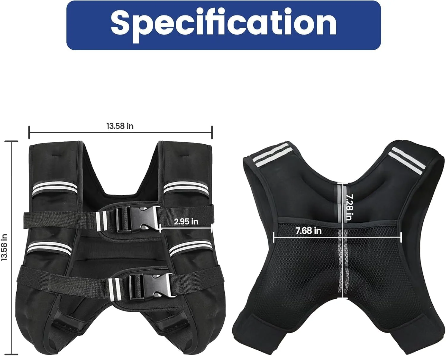 جلیقه وزنه دار قابل تنظیم U-HOOME برای زنان و مردان، 8 کیلوگرم، جلیقه های وزنه بدن قابل تنظیم با نوار بازتابنده و بندهای سگکی برای دویدن، پیاده روی، تمرین و تجهیزات بدنسازی تمرینات قدرتی