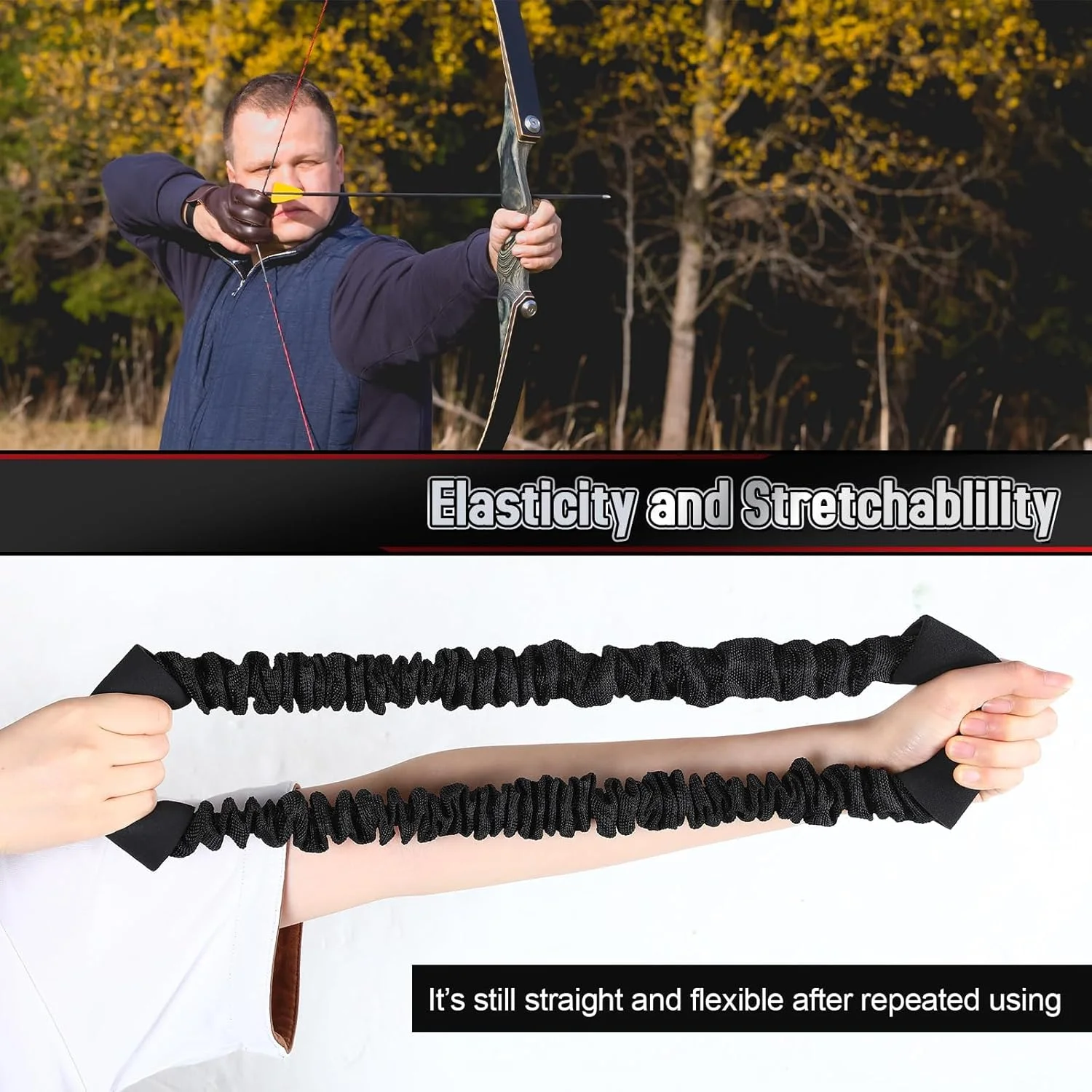 مجموعه 3 عددی تقویت کننده کمان تیراندازی TERRIFI، نوارهای کششی لاستیکی برای تمرین تیراندازی، لوازم جانبی ضروری برای تمرین کمان