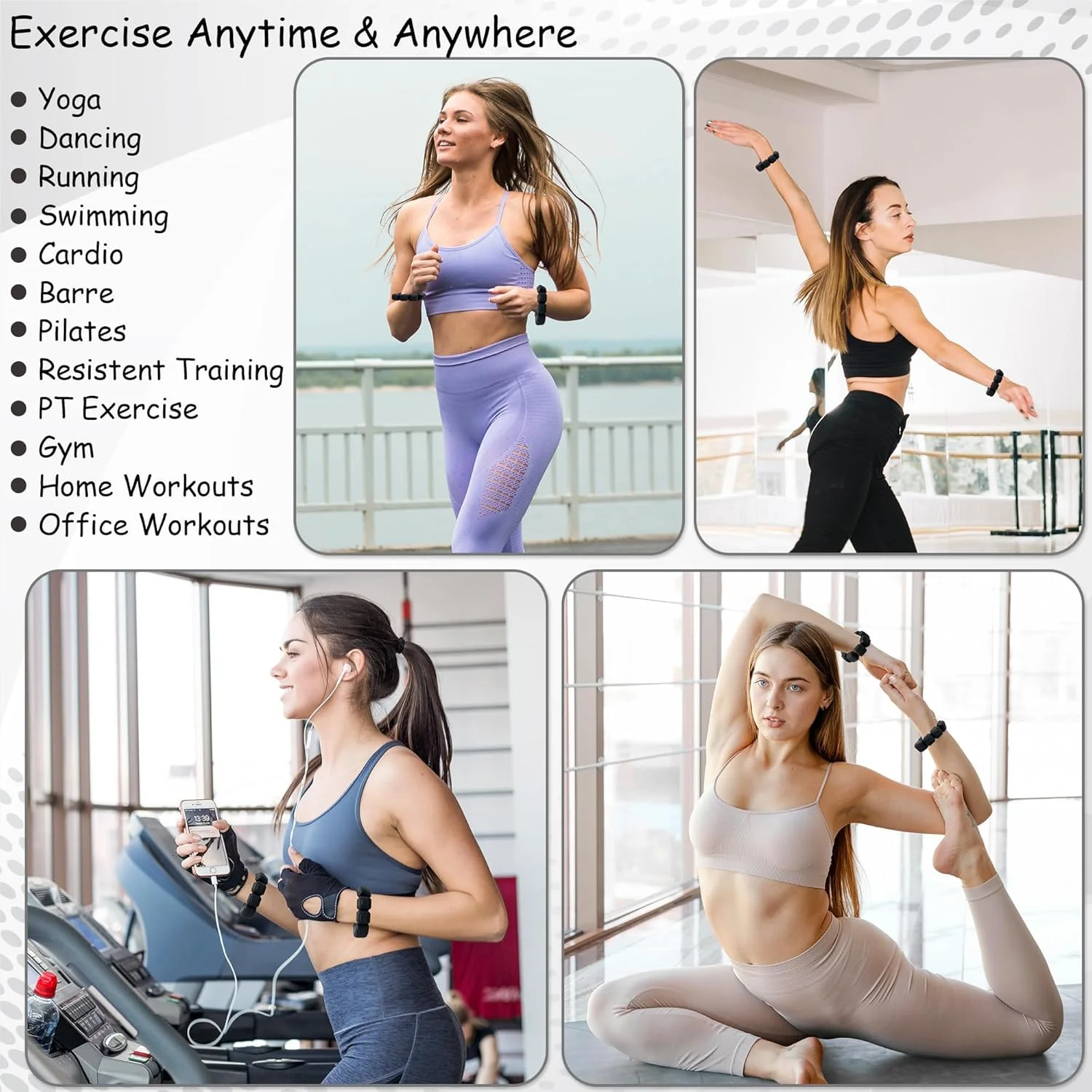 دستبند وزنه مچ و ساق پا تزویق زنانه، ست 2 عددی 0.15 کیلوگرم. دستبند وزنه دار سیلیکونی پوشیدنی، دستبند ضد آب برای تمرینات قدرتی، پیاده روی، دویدن، یوگا، پیلاتس