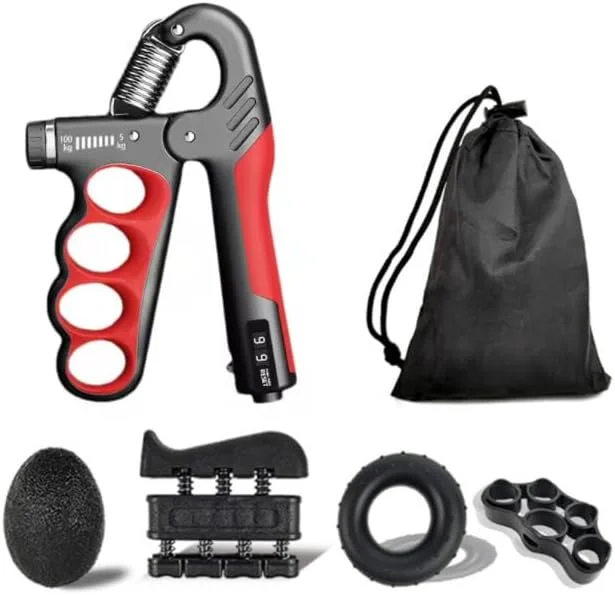 ست تمرین تقویت مچ دست (5 تکه) شامل تمرین انگشت، تقویت کننده قابل تنظیم مچ دست، تمرین کشش دست، توپ ضد استرس و حلقه تمرین ساعد برای عضله سازی و بهبود آسیب