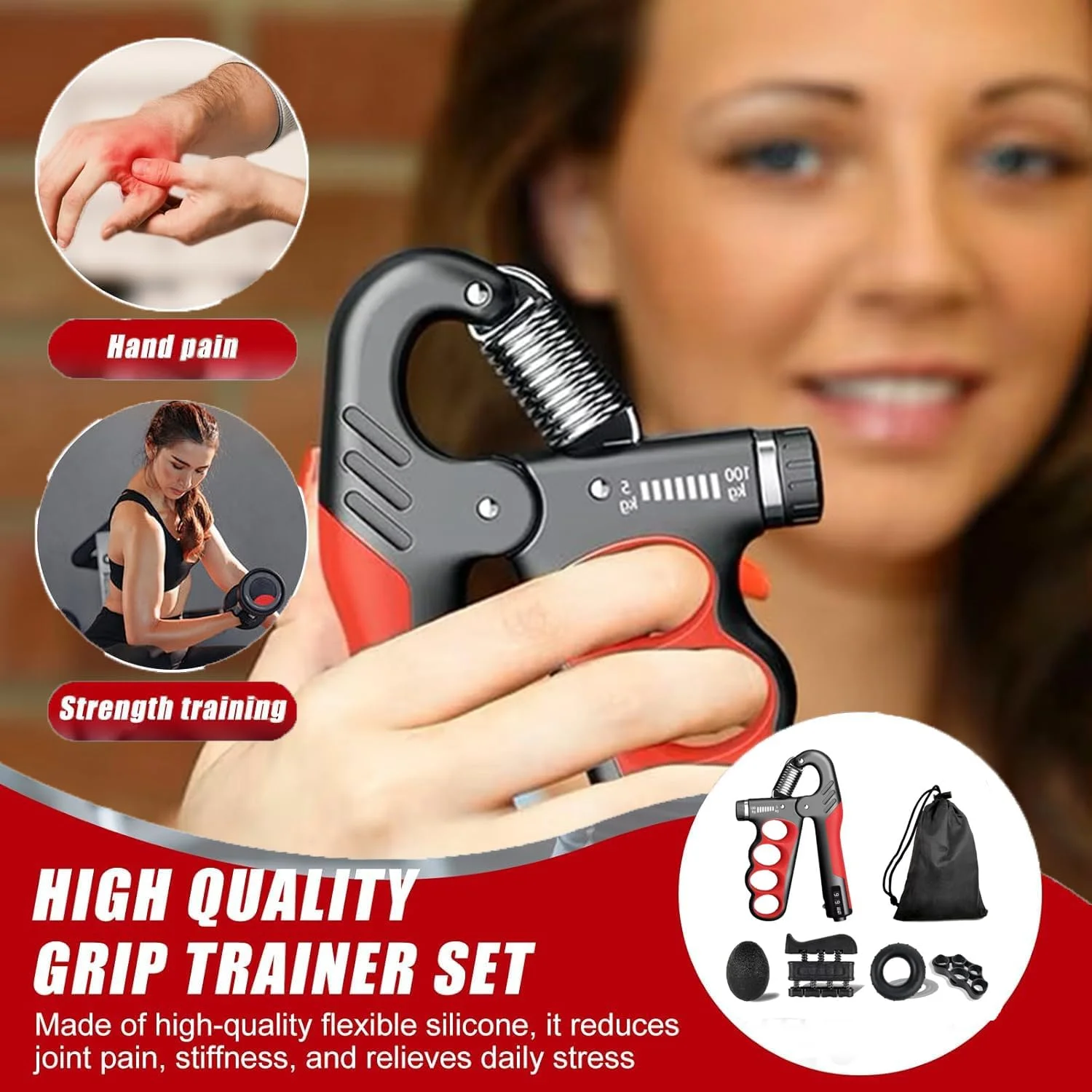 ست تمرین تقویت مچ دست (5 تکه) شامل تمرین انگشت، تقویت کننده قابل تنظیم مچ دست، تمرین کشش دست، توپ ضد استرس و حلقه تمرین ساعد برای عضله سازی و بهبود آسیب