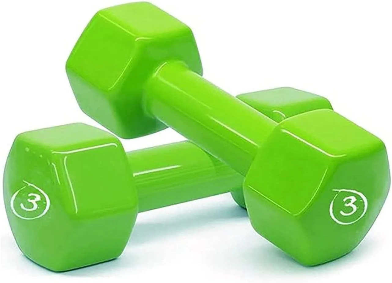 دمبل های شش ضلعی وینیل ضد لغزش و ضد غلتش Sparnod Fitness برای تمرین، ورزش و تناسب اندام (3 کیلوگرم (جفت)، جامد)