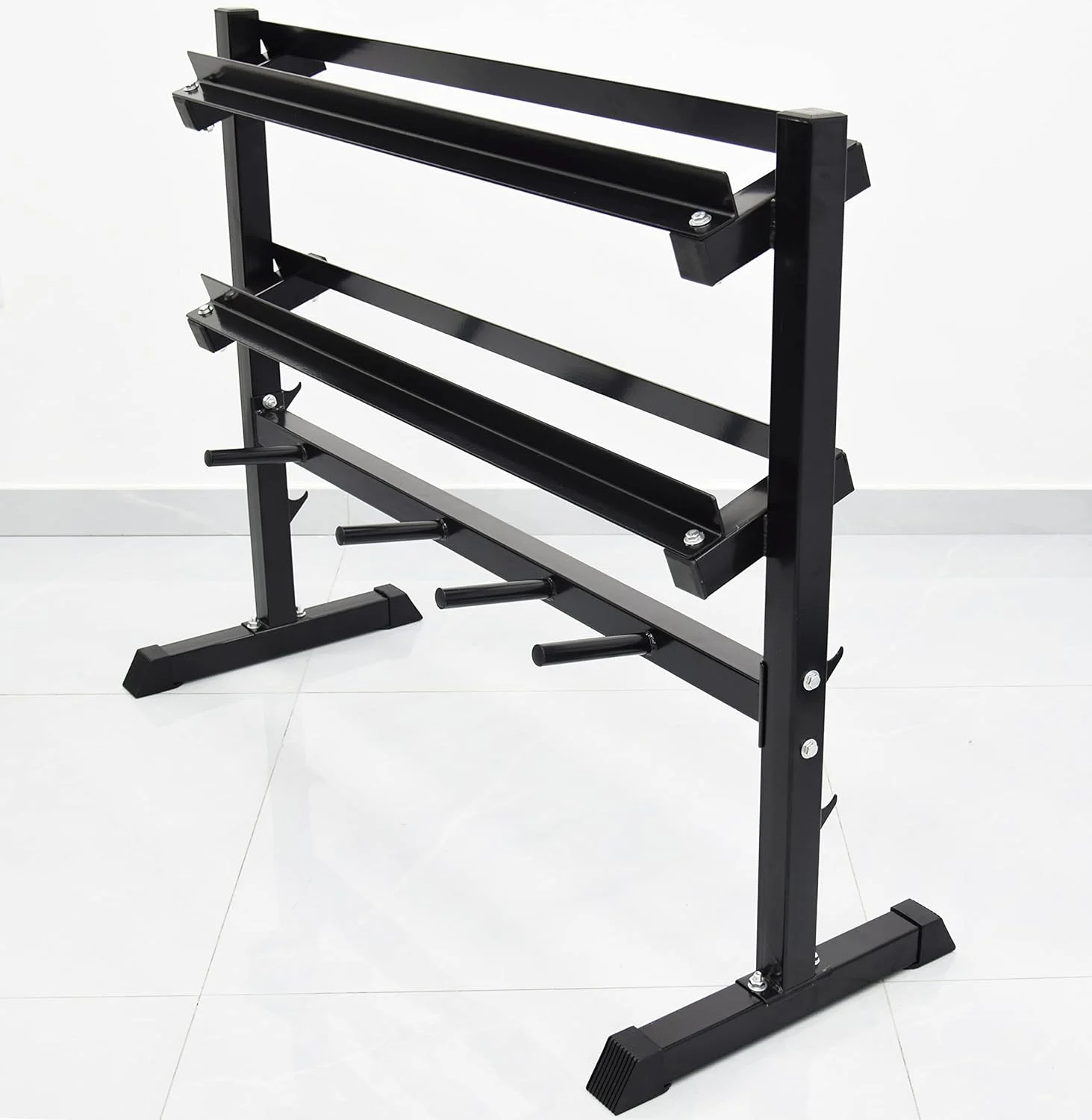 استند نگهداری وزنه اسکای لند مدل EM 9226، مناسب برای دمبل، هالتر و صفحات وزنه، مشکی