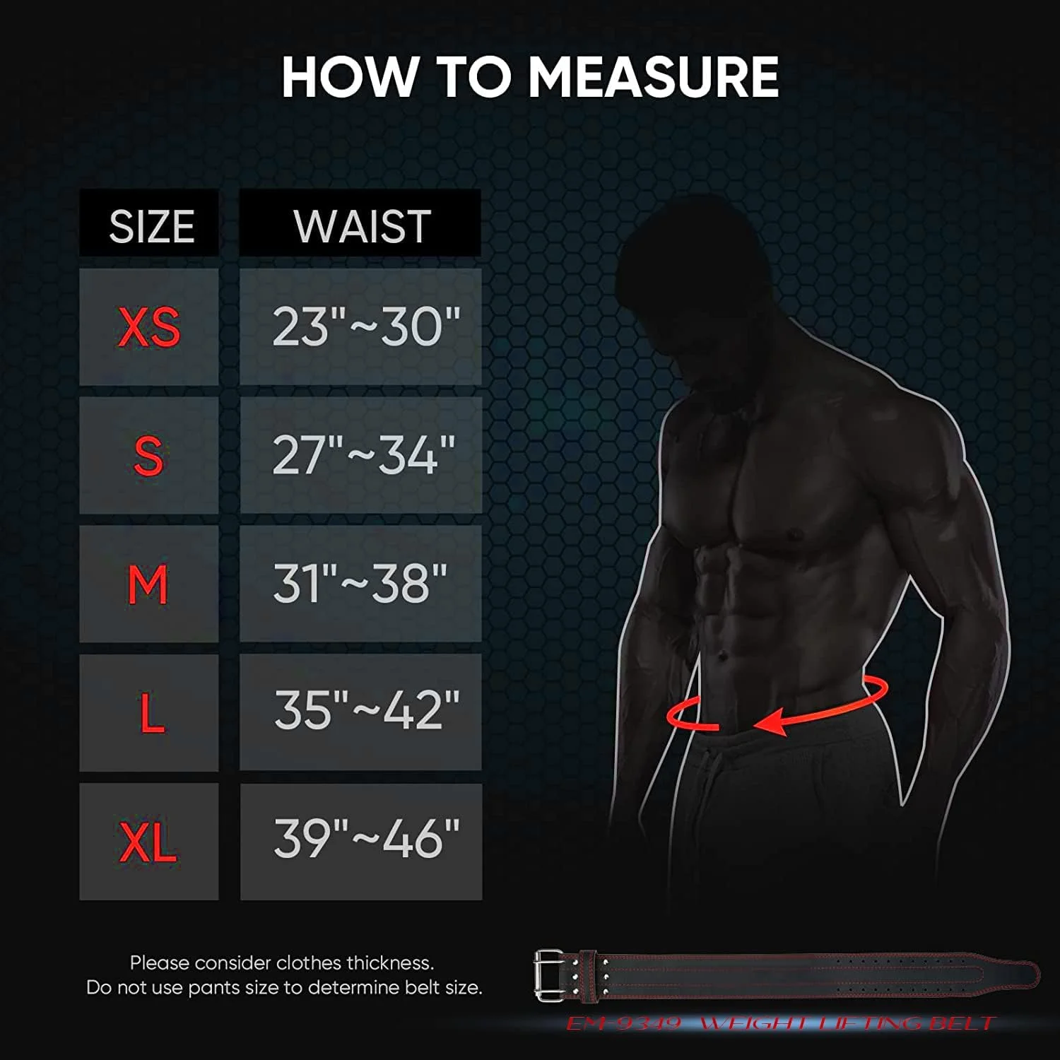 کمربند وزنه برداری اسکای لند برای آقایان و بانوان، مناسب پاورلیفتینگ و باشگاه | کمربند پشتیبانی از کمر برای اسکات و ددلیفت قدرتی با سگک قابل تنظیم، کمربند چرمی مصنوعی سنگین مشکی، Em-9349