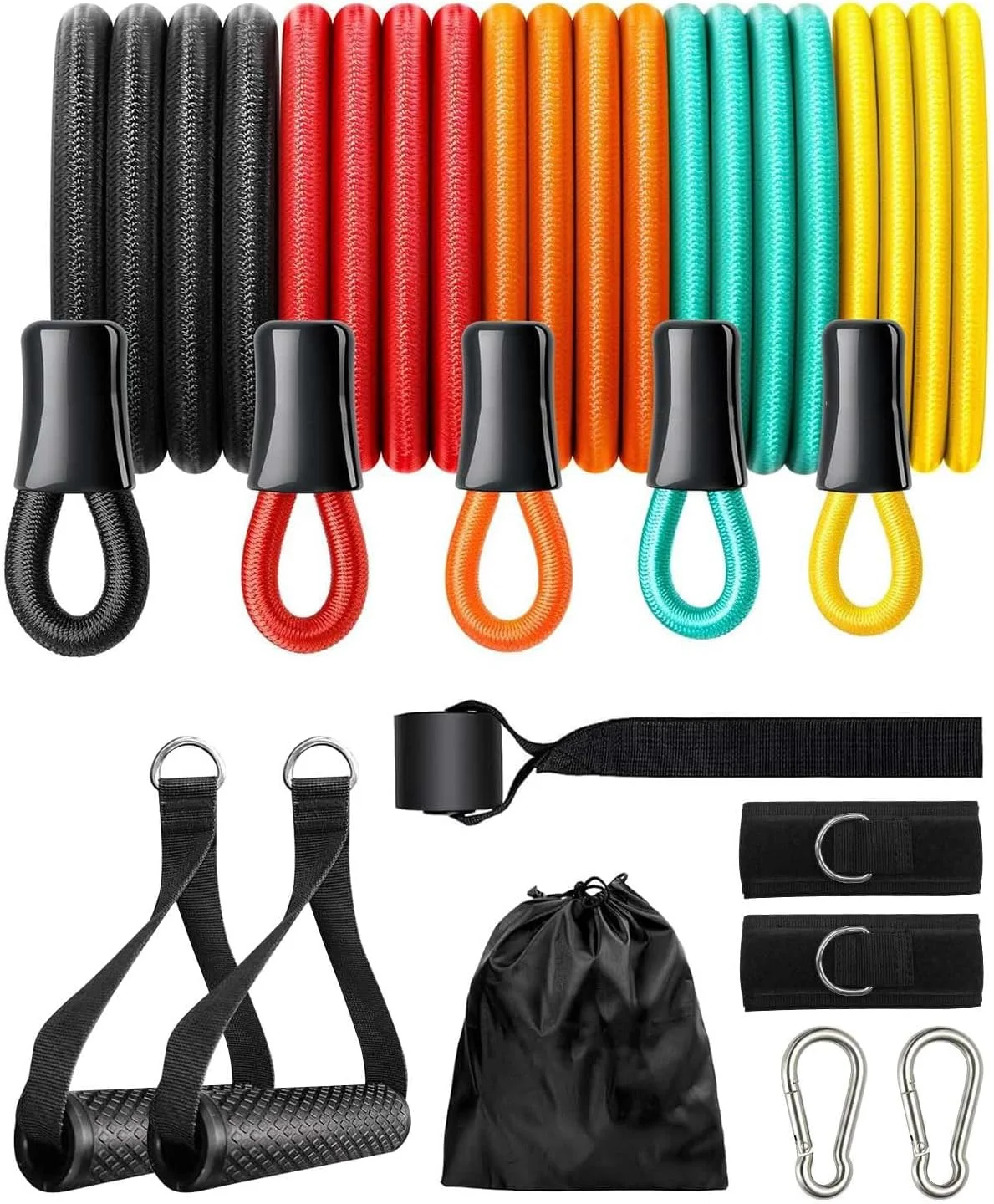 کش های مقاومتی با دسته، کش های مقاومتی بافته شده بادوام از جنس لاتکس، مجموعه کش های مقاومتی ضد شکستگی برای تجهیزات بدنسازی مردان و زنان، یوگا، تمرینات کششی با لنگر در