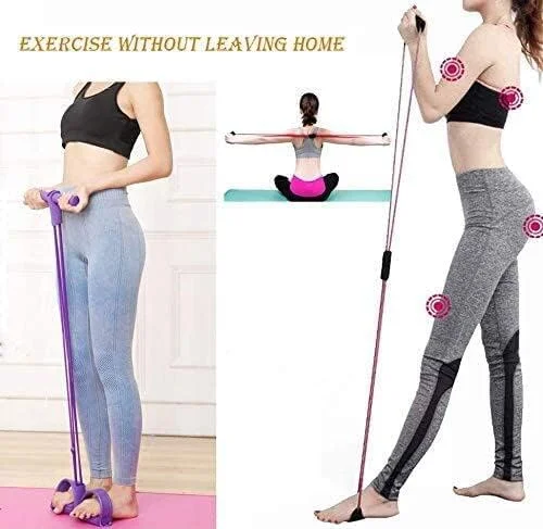 کش مقاومتی پدالی، کشش دهنده مچ پا پدالی 4 لوله، تجهیزات تناسب اندام طناب کششی الاستیک پدالی برای تمرین شکم، بازو، یوگا، کشش و لاغری مناسب