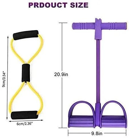 کش مقاومتی پدالی، کشش دهنده مچ پا پدالی 4 لوله، تجهیزات تناسب اندام طناب کششی الاستیک پدالی برای تمرین شکم، بازو، یوگا، کشش و لاغری مناسب