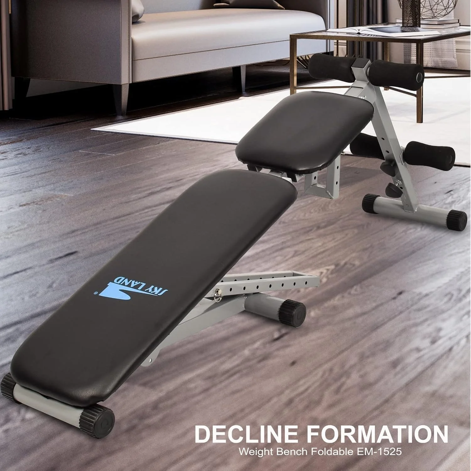 نیمکت قابل تنظیم SKY LAND برای باشگاه خانگی، نیمکت پرس سینه چند منظوره با طراحی تاشو، قاب فلزی سنگین، تمرین کل بدن - EM-1525