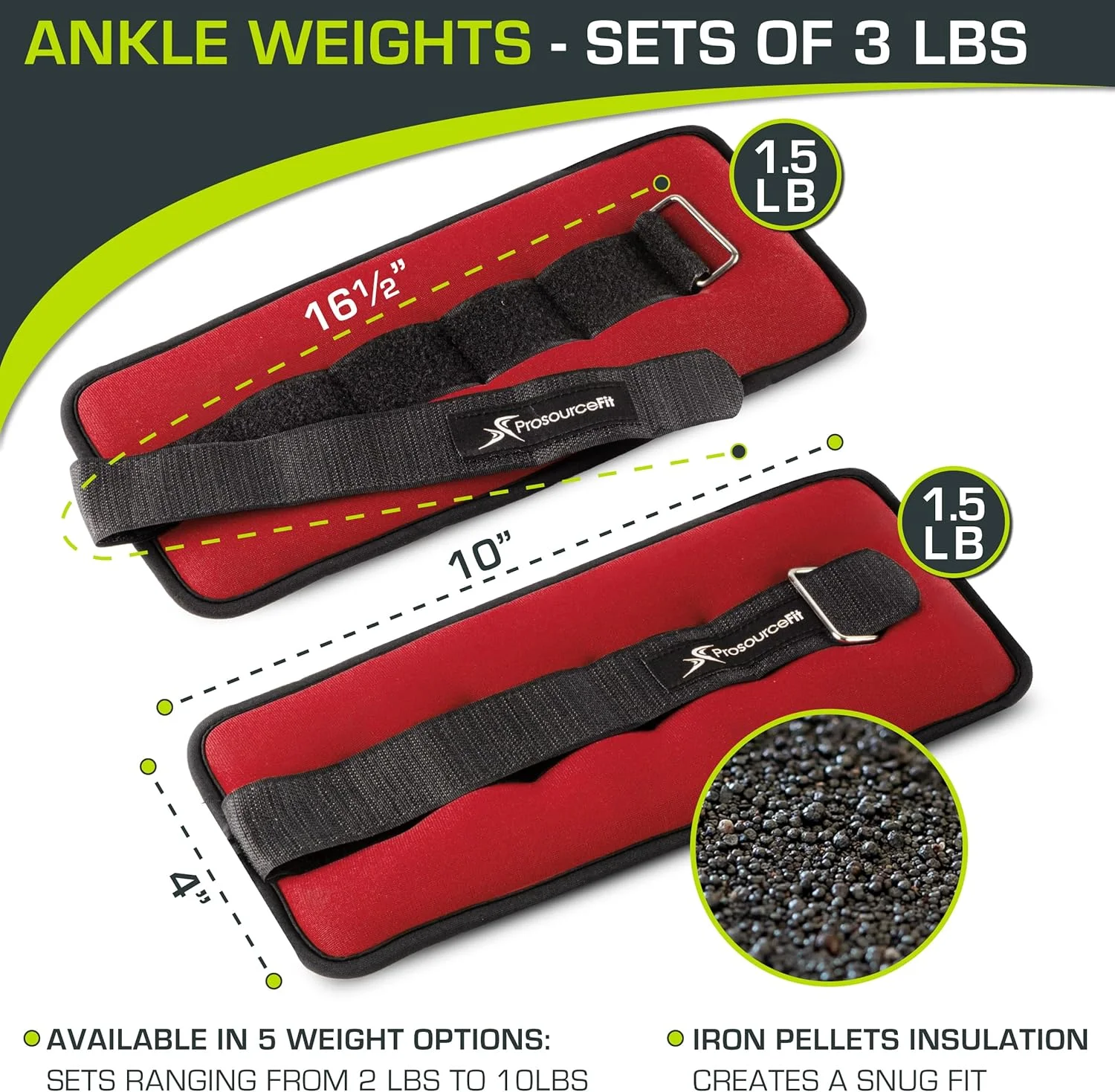 ست وزنه مچ دست و پا ProsourceFit، ست 2 عددی، با قابلیت تنظیم و راحتی، برای خانم ها و آقایان