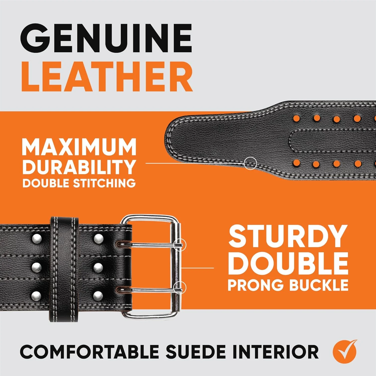 کمربند وزنه برداری (ضخامت 5 میلی متر) - کمربند وزنه برداری چرمی برای زنان و مردان - کمربند تمرینات کاربردی - کمربند بدنسازی برای وزنه برداری، پاورلیفتینگ، اسکات و ددلیفت - کمربند وزنه برداری قابل تنظیم