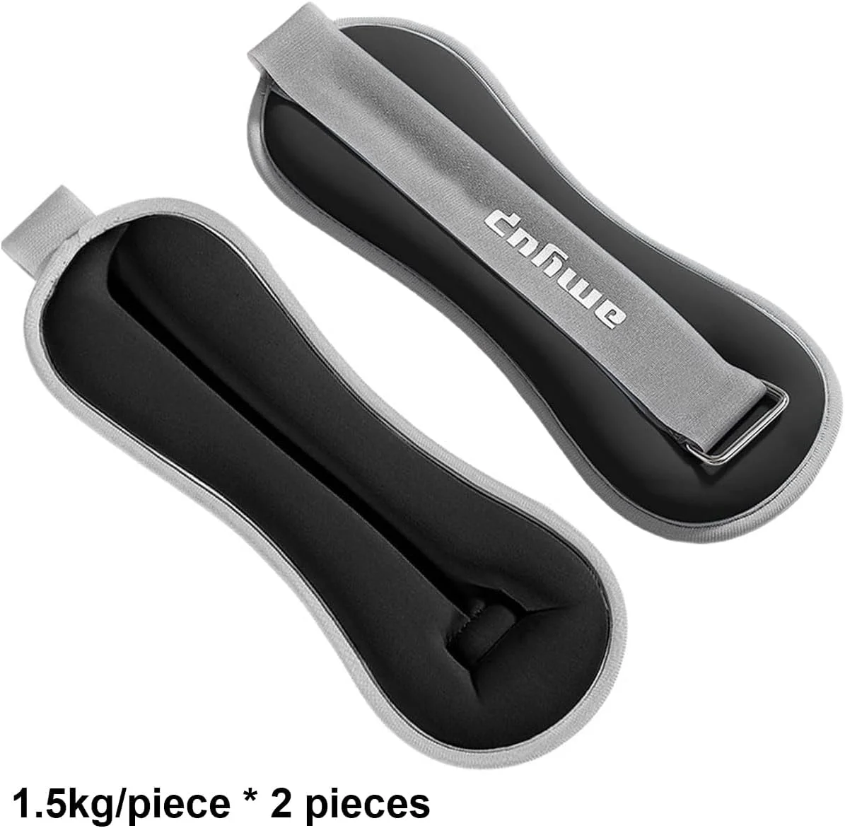 کیسه شن پر شده از شن آهن، وزنه های مچ دست و مچ پا قابل تنظیم برای رقص، یوگا، کیسه شن وزنه دار برای زنان و مردان، ست 2 عددی مشکی (وزن هر کدام 1.5 کیلوگرم)