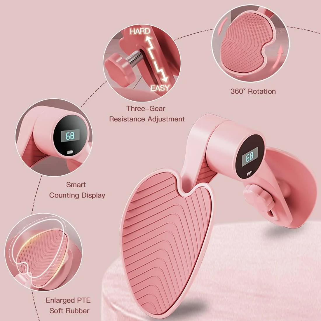 تقویت کننده ران، تمرین دهنده عضلات کف لگن، تمرین دهنده لگن، تقویت کننده ران پا، تجهیزات ورزشی ران داخلی برای زنان، تمرین دهنده ران برای باسن/بازو/پا با شمارنده و تنظیم مقاومت