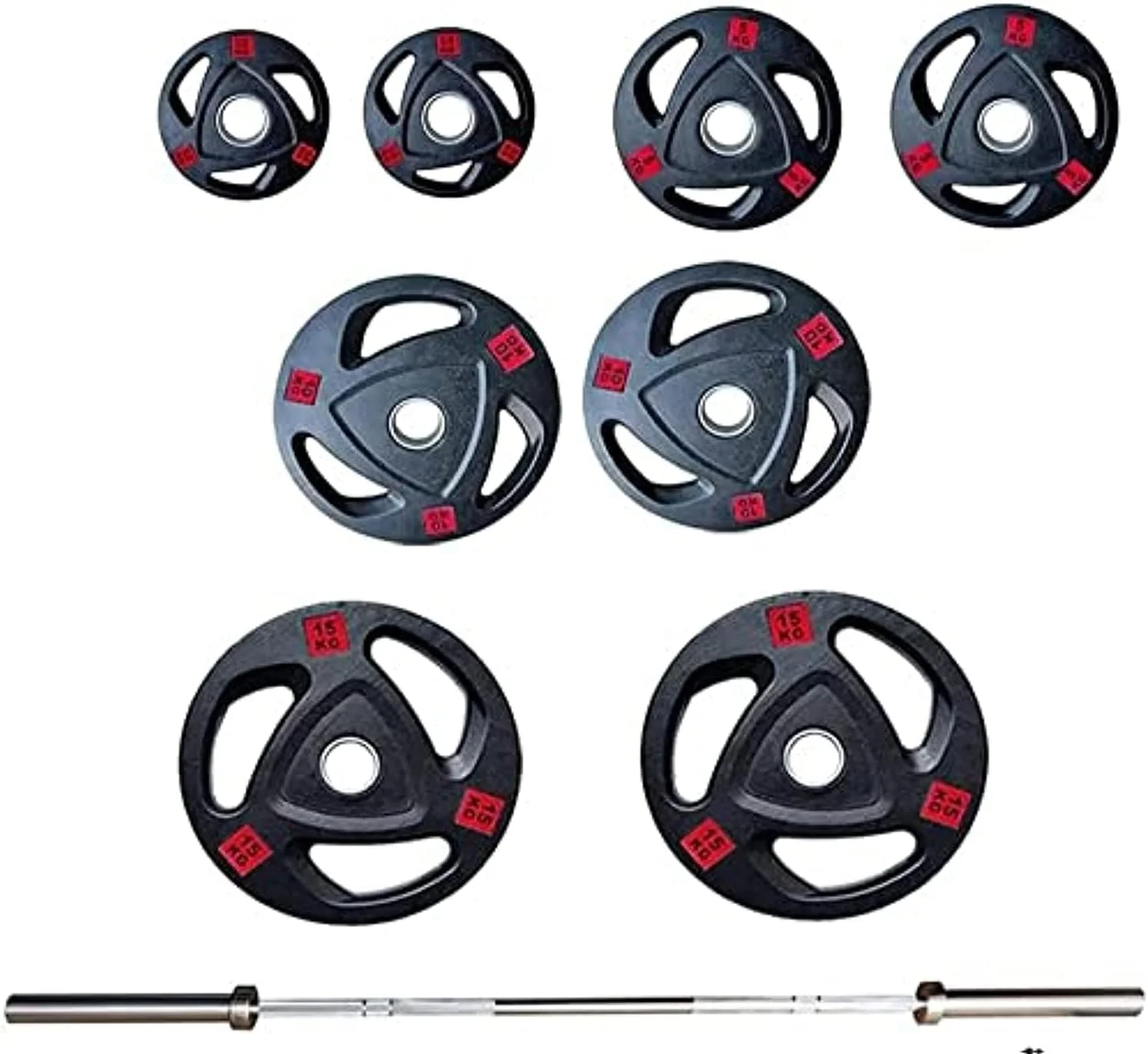 صفحه وزنه لاستیکی المپیک فیتنس میراکل با میله هالتر المپیک 80 کیلوگرم - صفحات تمرین قدرتی با روکش لاستیکی - تجهیزات وزنه برداری چدنی برای بدنسازی