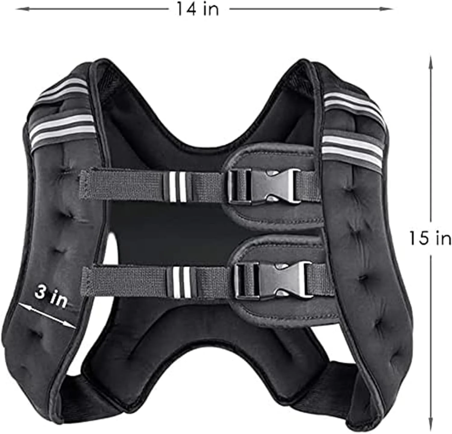 جلیقه وزنه دار MOTIM، جلیقه وزنه دار قابل تنظیم با نوار بازتابنده برای تمرین، تمرینات قدرتی، دویدن، تناسب اندام، عضله سازی، کاهش وزن، وزنه برداری (10 کیلوگرم، مشکی)