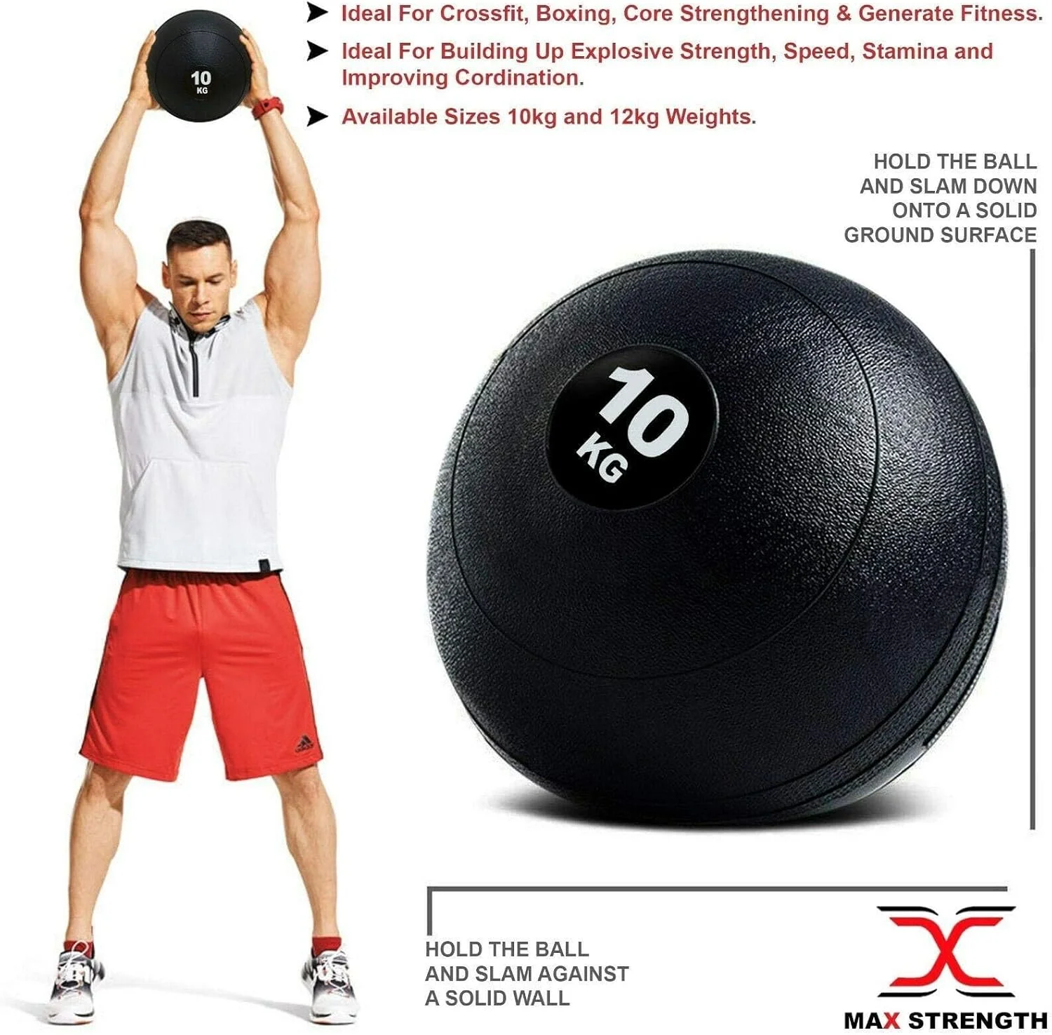 توپ اسلم لاستیکی با حداکثر قدرت - مناسب برای تمرینات قدرتی، تناسب اندام MMA، تمرینات کاردیو و تقویت عضلات مرکزی