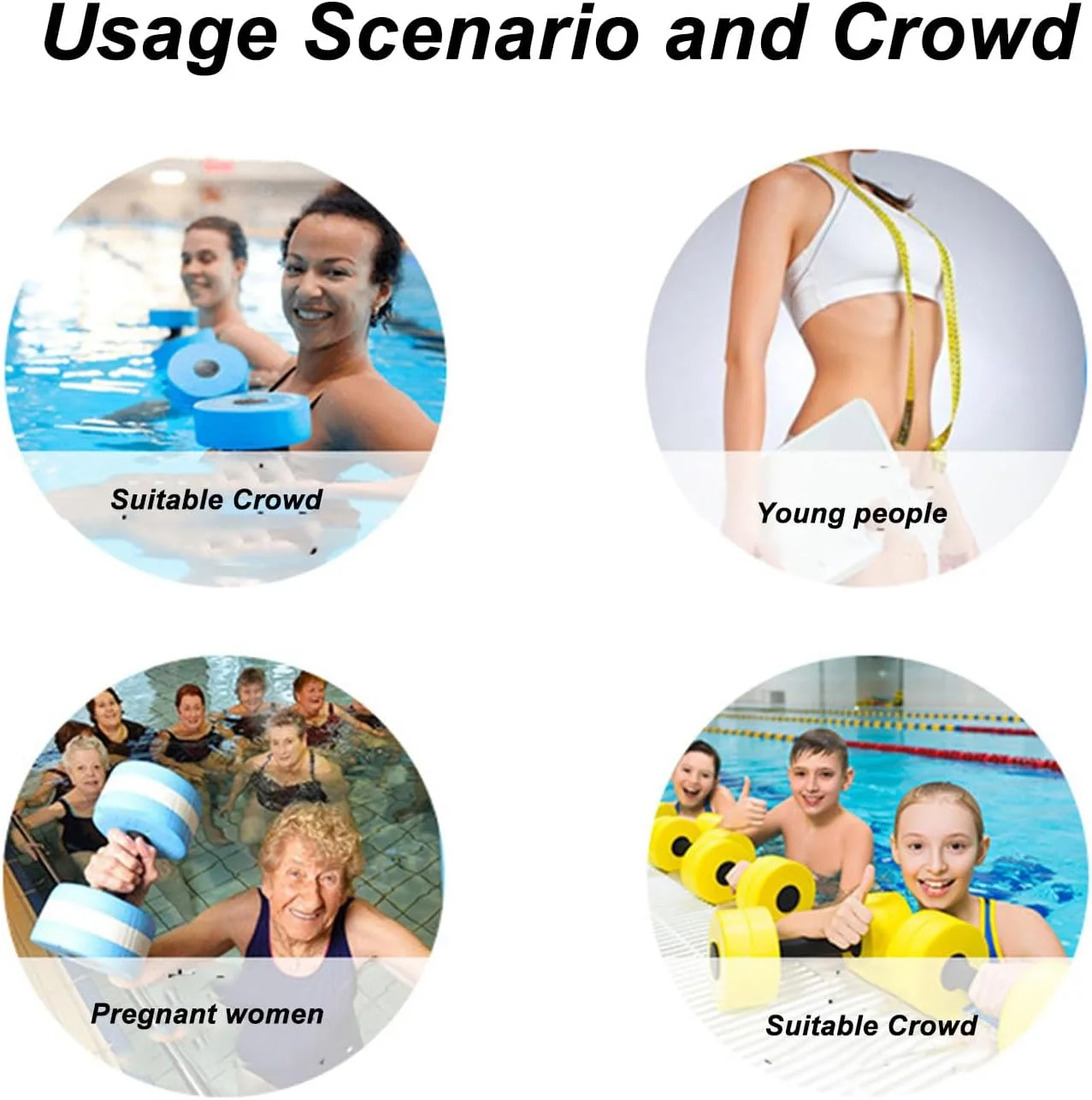 دمبل شناور ضد آب Luqeeg EVA، وزن قابل تنظیم، دسته ضد لغزش برای تمرینات هوازی در آب