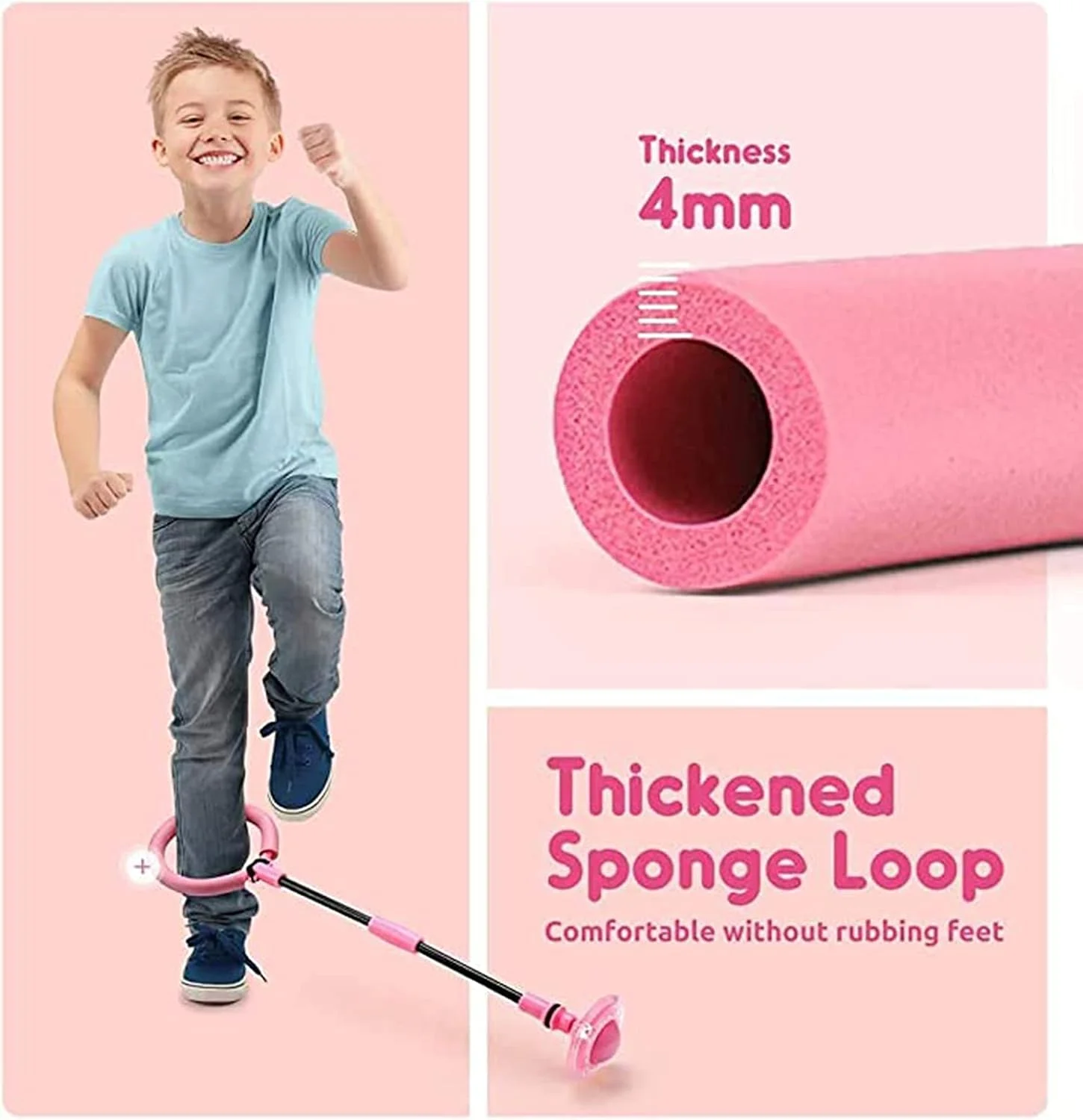 توپ چرخشی تاشو کودکان KASTWAVE، ساخته شده از مواد PVC و PP، توپ ورزشی رنگارنگ پرشی، بازی طناب پرشی تناسب اندام برای بزرگسالان و کودکان، بدون نیاز به شارژ، دارای کیف حمل (صورتی)