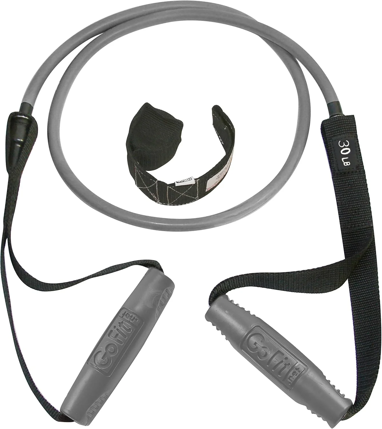 تیوب/باندهای قدرتی مقاومتی GoFit - تمرینات مقاومتی/قدرتی، یوگا، پیلاتس، فیزیوتراپی شامل لنگر در و دفترچه راهنمای تمرین، 25 پوند - نارنجی