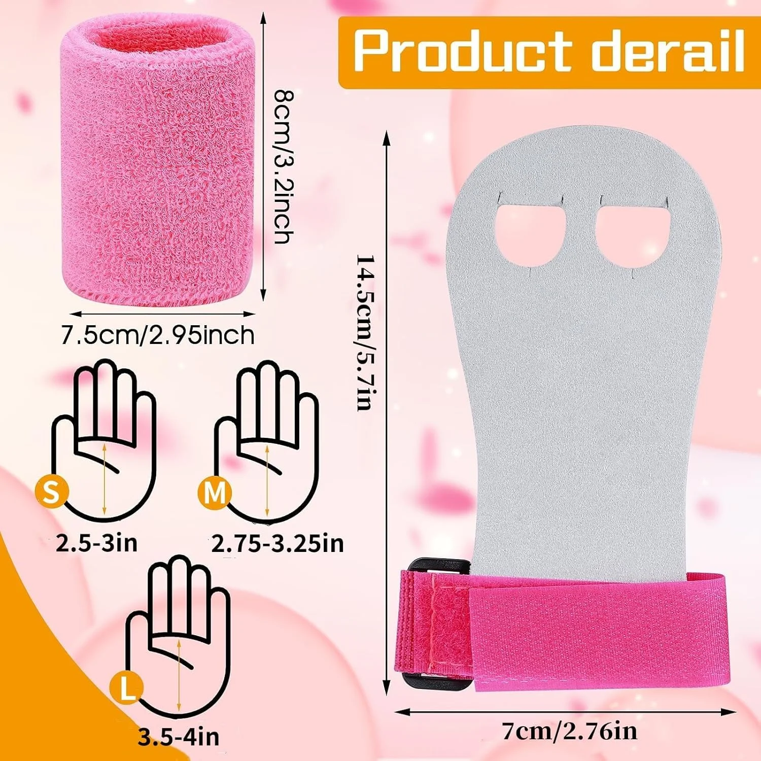 ست ۲ عددی دستگیره ژیمناستیک و مچ بند برای دختران و کودکان، محافظ کف دست و مچ برای تمرینات ورزشی