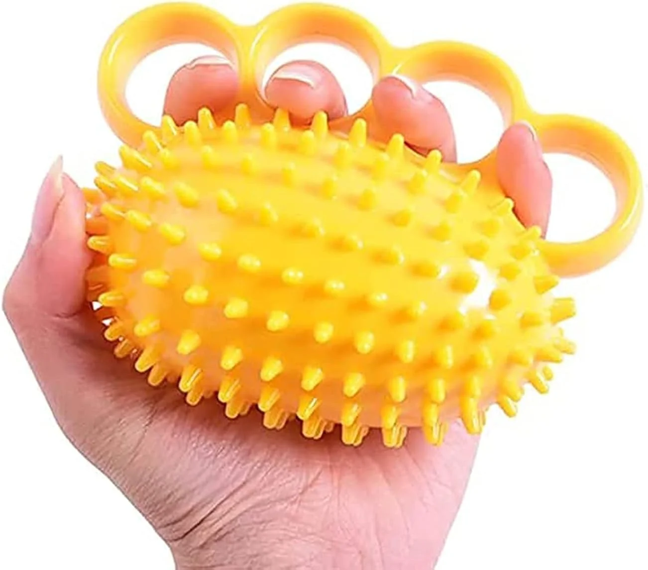 توپ تمرین انگشت ELECDON، تقویت کننده مچ دست، تقویت کننده دست، توپ فشاری و توپ ضد استرس برای بزرگسالان، توپ درمانی برای گرفتگی عضلات دست و ریکاوری (زرد)