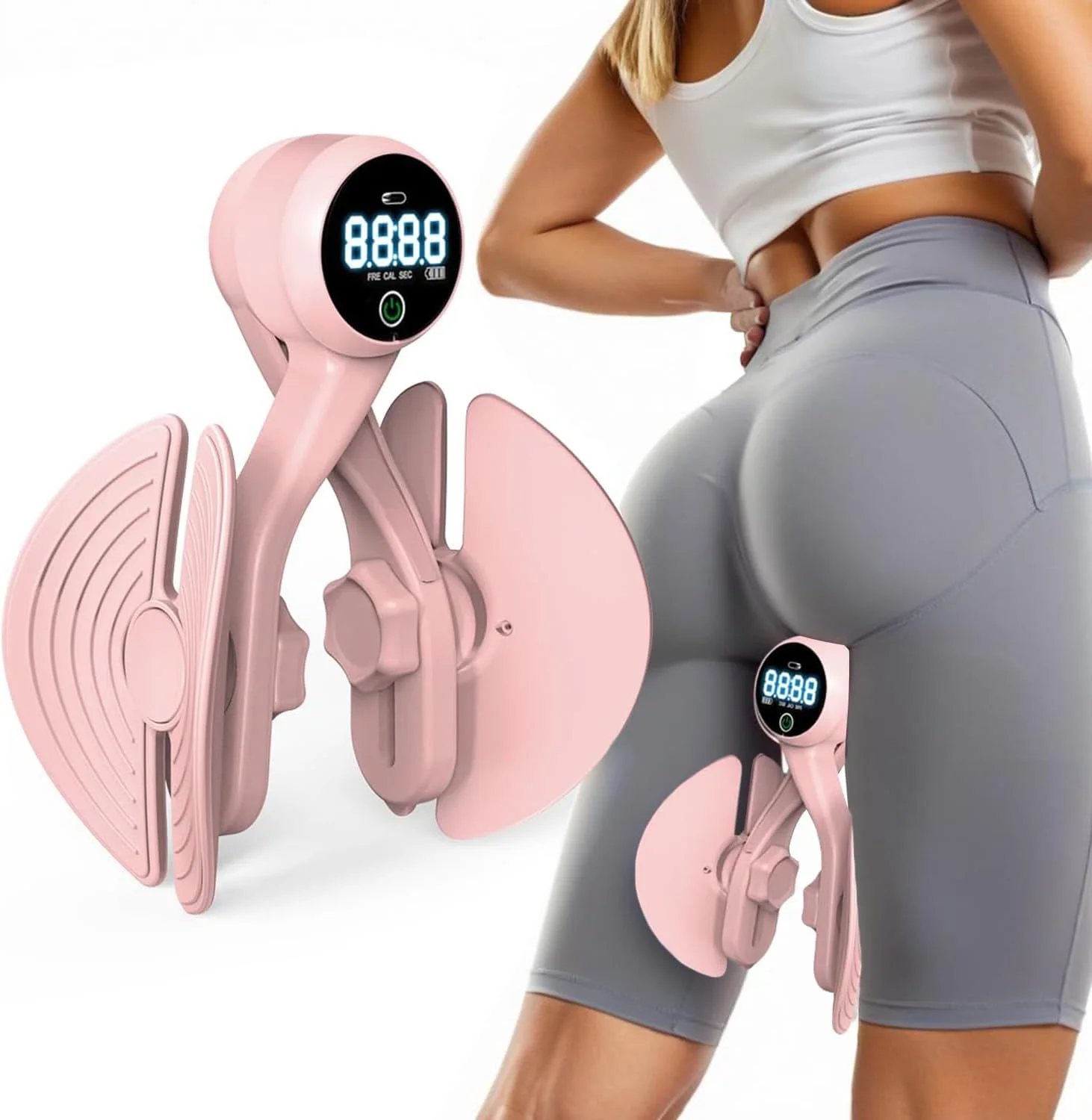 تقویت کننده ران، تمرین دهنده کگل برای عضلات کف لگن، تمرین دهنده ران داخلی برای باسن، بازو، تمرین پا، مقاومت قابل تنظیم 4 سطح، تجهیزات ورزشی با شمارنده قابل شارژ