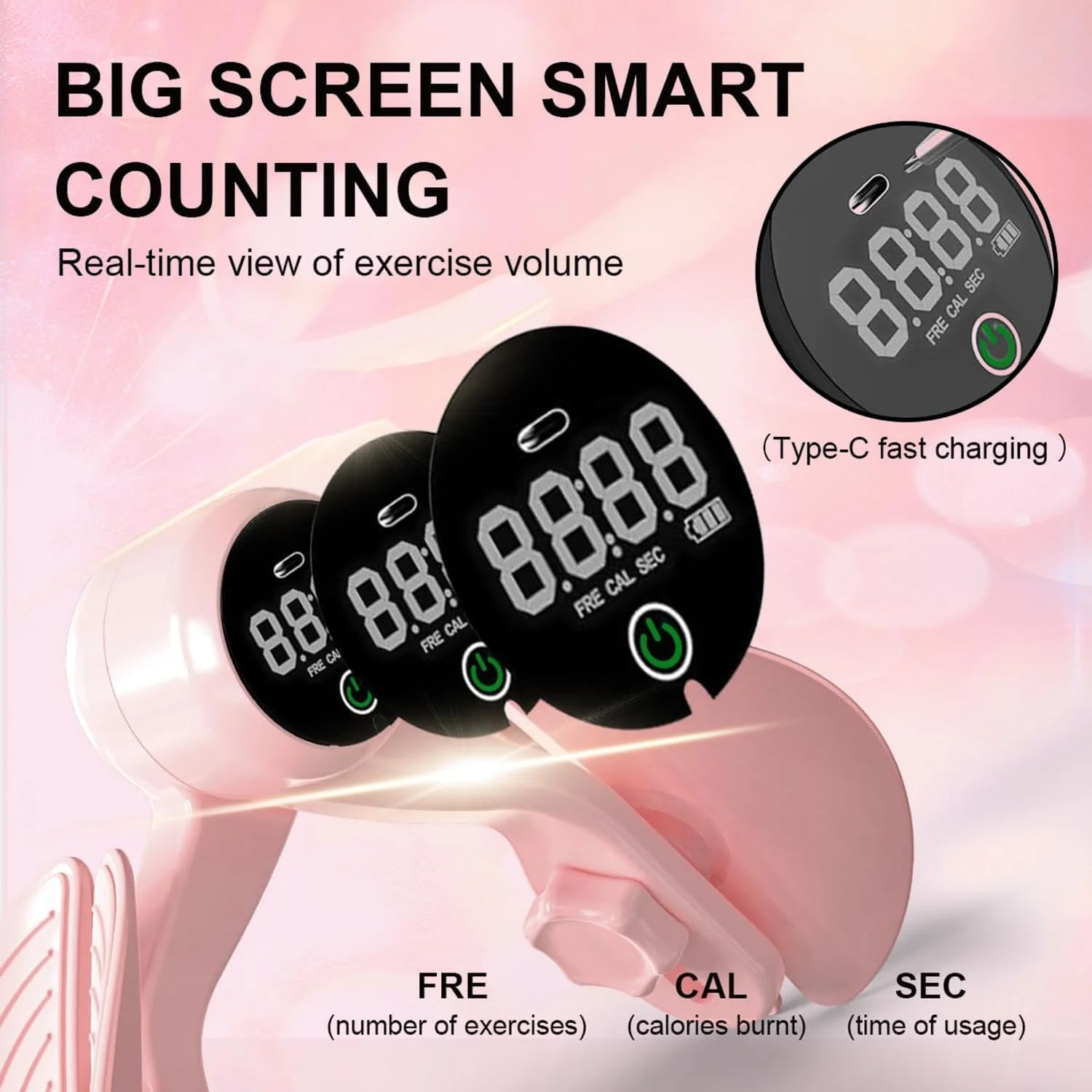 تقویت کننده ران، تمرین دهنده کگل برای عضلات کف لگن، تمرین دهنده ران داخلی برای باسن، بازو، تمرین پا، مقاومت قابل تنظیم 4 سطح، تجهیزات ورزشی با شمارنده قابل شارژ