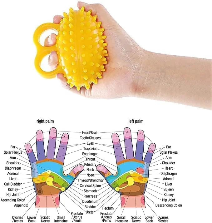 توپ تمرین انگشت ELECDON، تقویت کننده مچ دست، تقویت کننده دست، توپ فشاری و توپ ضد استرس برای بزرگسالان، توپ درمانی برای گرفتگی عضلات دست و ریکاوری (زرد)