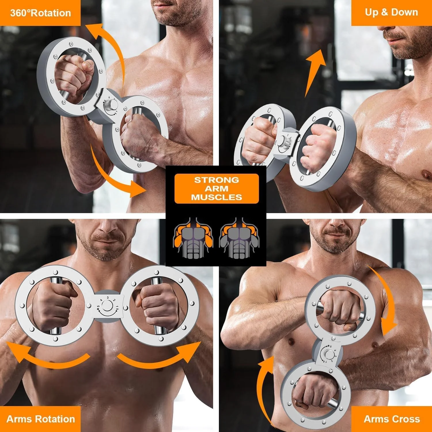 دستگاه تمرین دهنده چرخاننده ساعد، تجهیزات ورزشی بازو با مقاومت قابل تنظیم 5.5 کیلوگرمی، دستگاه سوزاندن چرخاننده، تمرین قدرتی بازو و شانه برای تمرینات خانگی و باشگاه