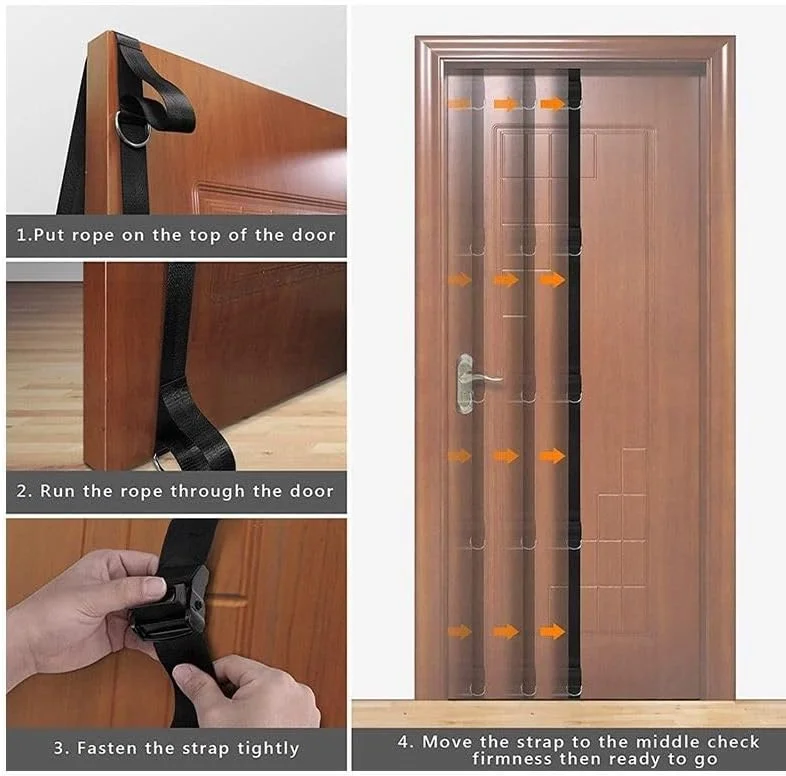 لنگر درب ارتقا یافته برای تمرینات با کش های مقاومتی، لنگر چند نقطه ای، تجهیزات تمرینات ورزشی خانگی با تسمه سفت کننده جغجغه ای، بدون شل شدن، محکم