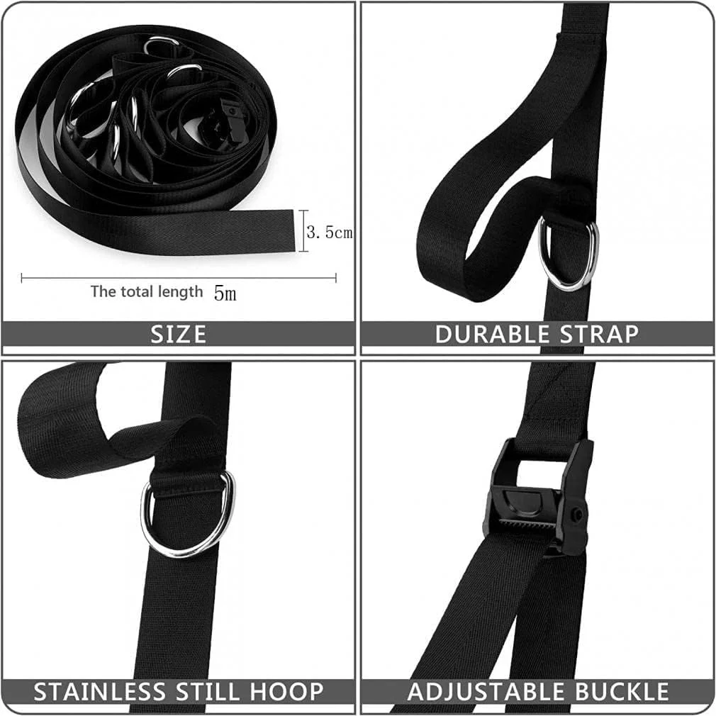 لنگر درب ارتقا یافته برای تمرینات با کش های مقاومتی، لنگر چند نقطه ای، تجهیزات تمرینات ورزشی خانگی با تسمه سفت کننده جغجغه ای، بدون شل شدن، محکم