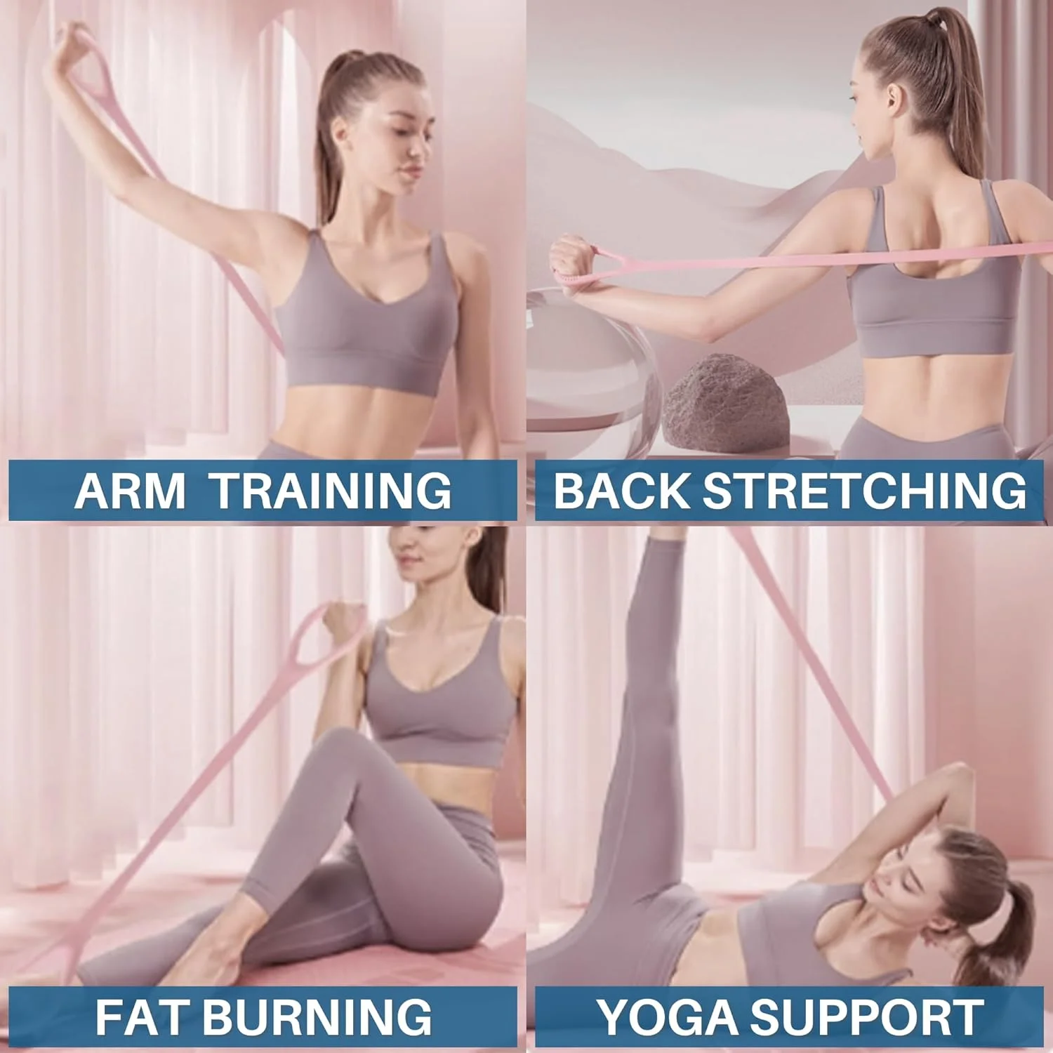 کش مقاومتی، طناب الاستیک ورزشی برای تمرینات بازو، پشت و شانه، کش ورزشی برای یوگا، پیلاتس، تمرینات کششی، کشسانی بازو، پشت و سینه، تجهیزات ورزشی کش مقاومتی