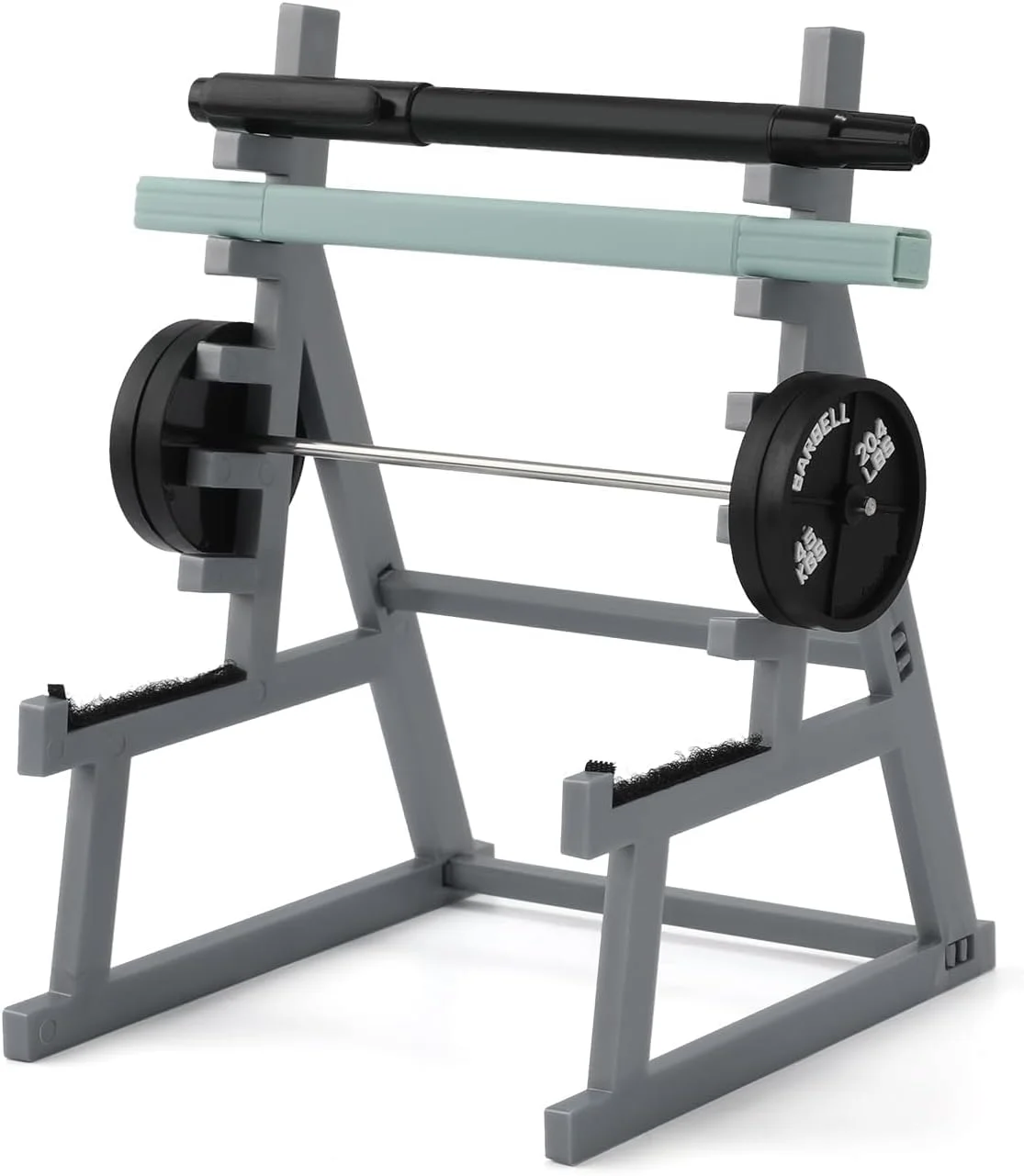 جا قلمی طرح استند اسکوات، دکوری مینیاتوری جدید ۲۰۲۵ طرح استند هالتر با وزنه برای تزئینات باشگاه و دفتر کار، هدیه ای برای علاقه مندان به وزنه برداری و فیتنس