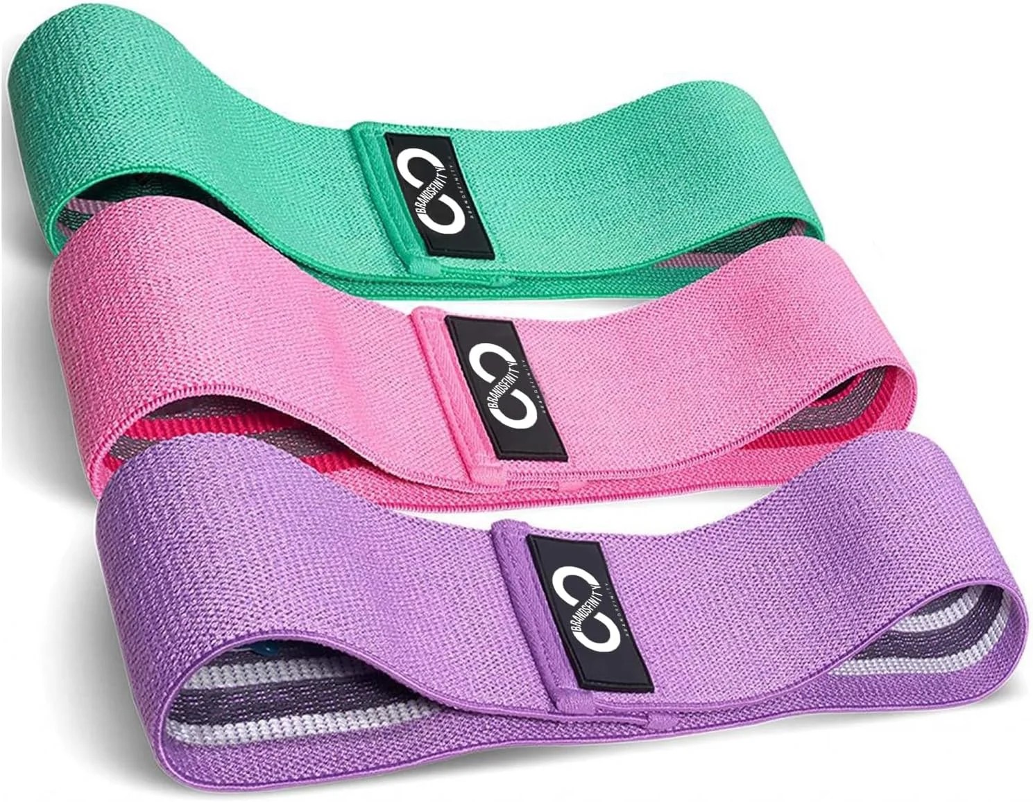 ست کش تمرینی مقاومتی پارچه ای BRANDSFINITY شامل 3 کش ورزشی 15 اینچی در سطوح مقاومتی سبک، متوسط و سنگین، مناسب برای باشگاه، یوگا و تناسب اندام، 1 ست (3 عدد)