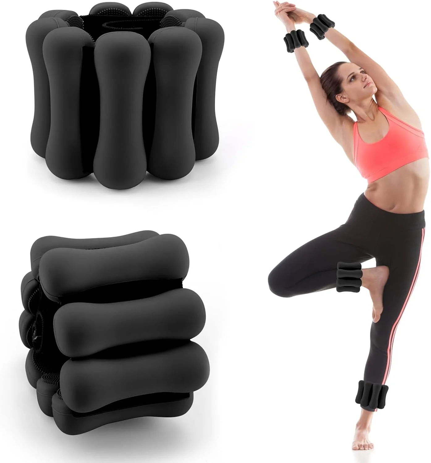 وزنه مچ پا قابل تنظیم برای زنان، مردان و کودکان، ست وزنه مچ دست 2 پوندی Biupky، وزنه های ساق پا پوشیدنی برای تمرینات قدرتی، یوگا، باشگاه، رقص، پیاده روی و ورزش