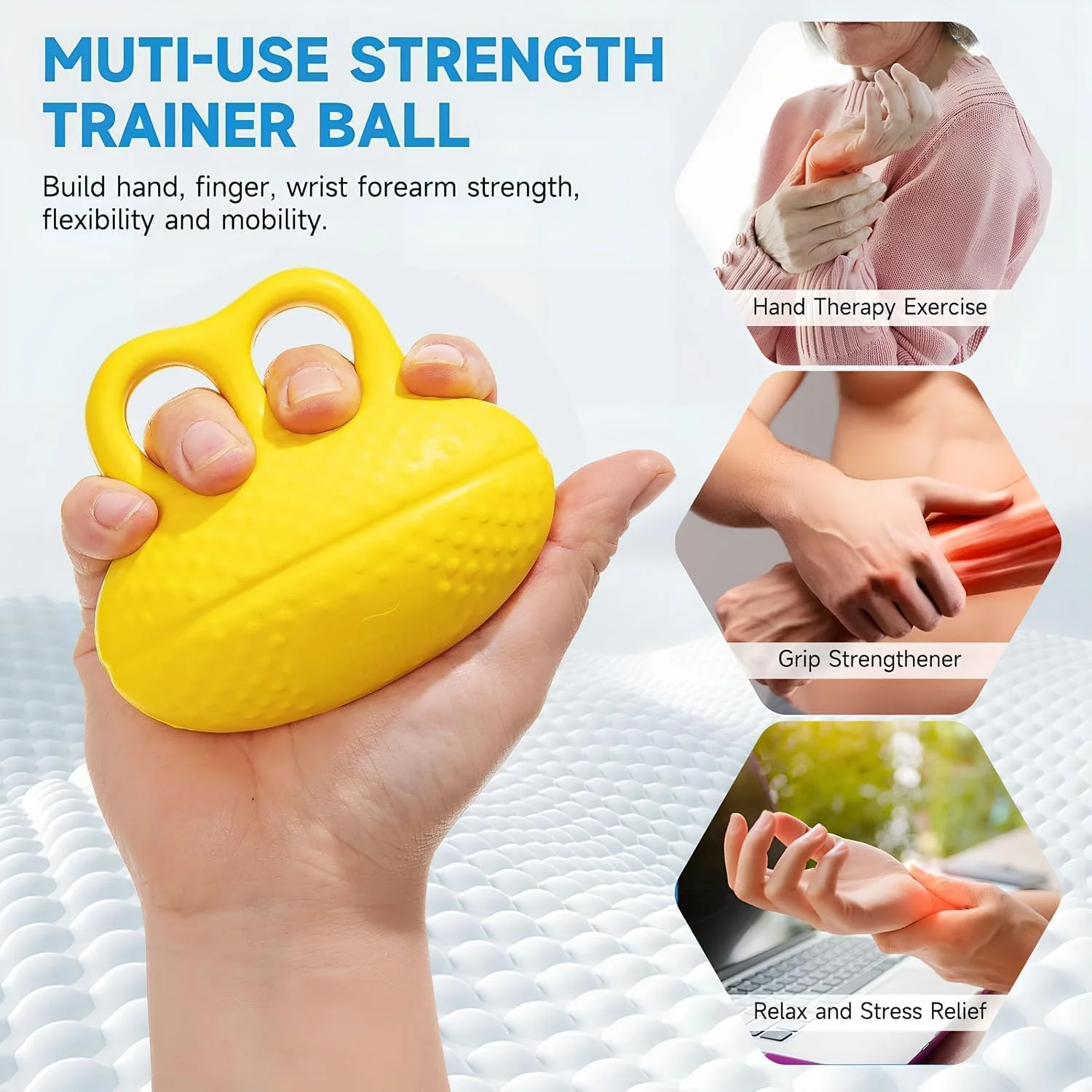 توپ تمرین دست - تقویت کننده انگشت و مچ دست، توپ های فشاری برای تقویت دست، آرتروز، تسکین تونل کارپال، 2 عدد