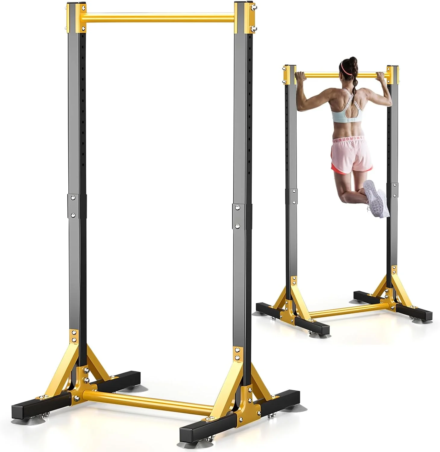 ایستگاه میله بارفیکس قابل تنظیم - تجهیزات تمرین قدرتی چند منظوره برای باشگاه خانگی و استفاده در فضای باز، ساختار مثلثی پایدار، ایده آل برای تمرینات کل بدن