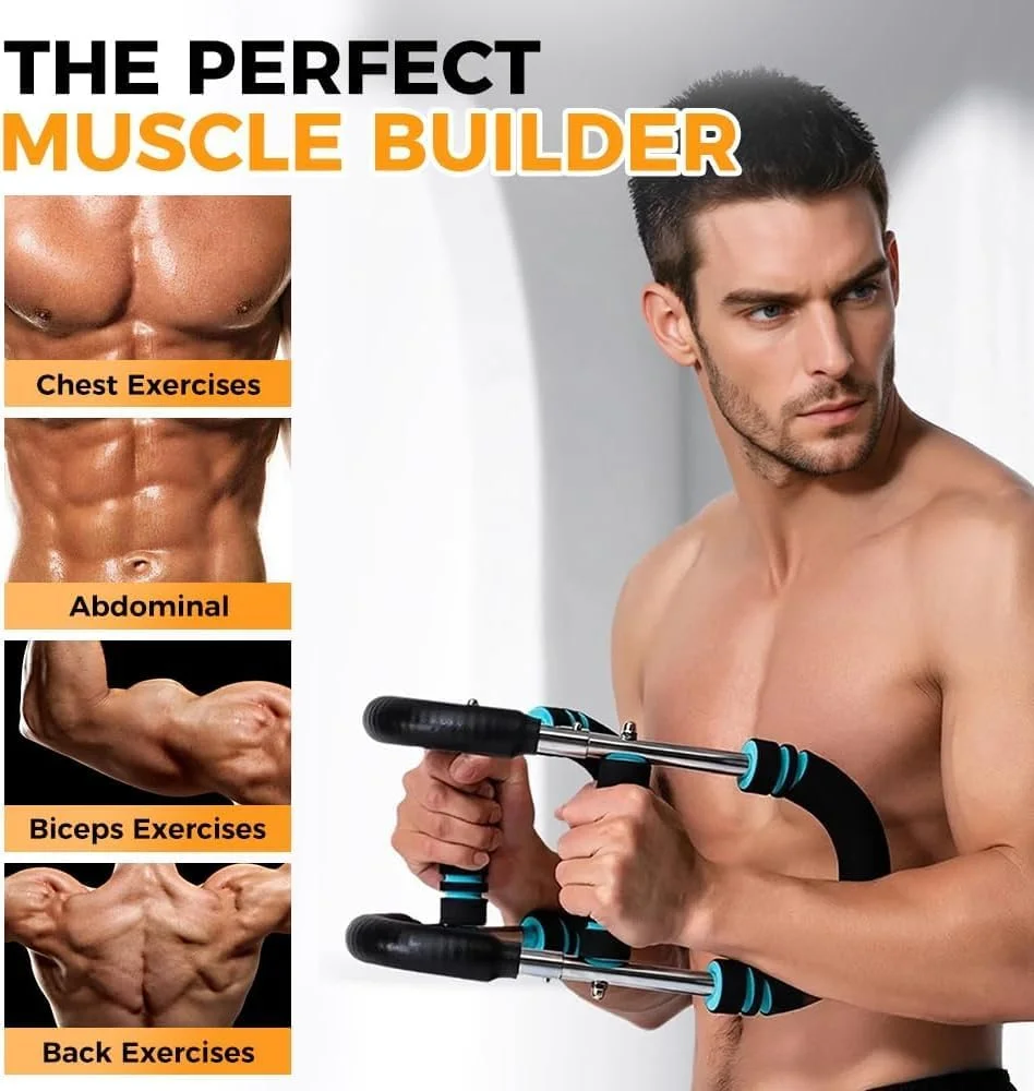 تقویت کننده بازو چرخشی، تقویت کننده بازو برای آقایان، میله تقویت کننده قدرت قابل تنظیم و توسعه دهنده سینه، 45-55 کیلوگرم قابل تنظیم، تقویت کننده تمرین تقویت شده ساعد، سه سر و سینه برای خانه و باشگاه، مشکی