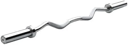 میله هالتر فر کننده سوپر استاندارد المپیک 1441 Fitness برای تمرین وزنه برداری، ورزش و تمرینات بدنسازی، میله کروم EZ جامد با دسته آجدار و فنری (120 سانتی متر)