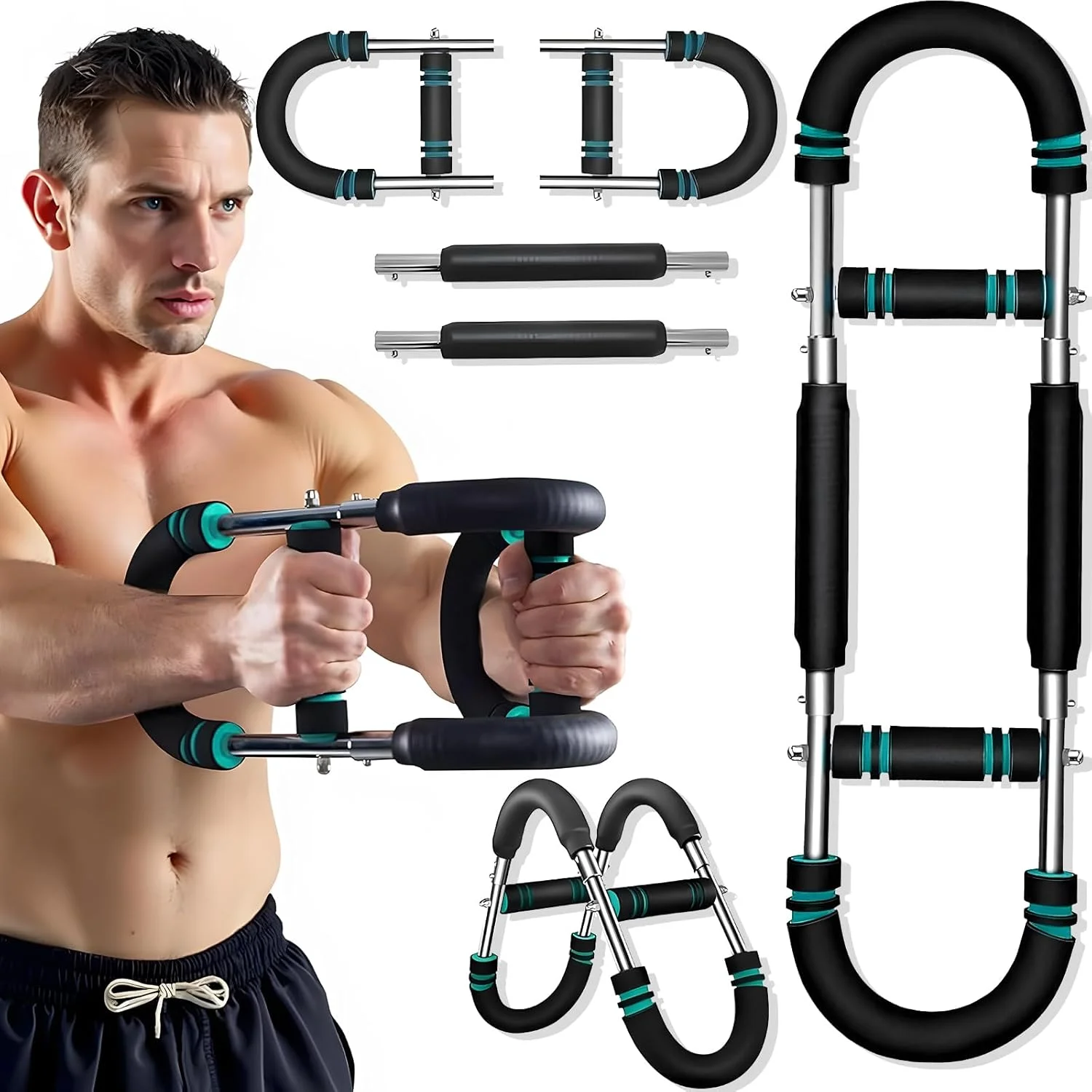 دستگاه تمرین بازو مدل Pro Twister 2025، میله قدرتی قابل تنظیم 30-50 کیلوگرمی، تجهیزات تمرین سینه، شانه و بازو، دستگاه بدنسازی قابل حمل و جداشدنی برای خانه و باشگاه