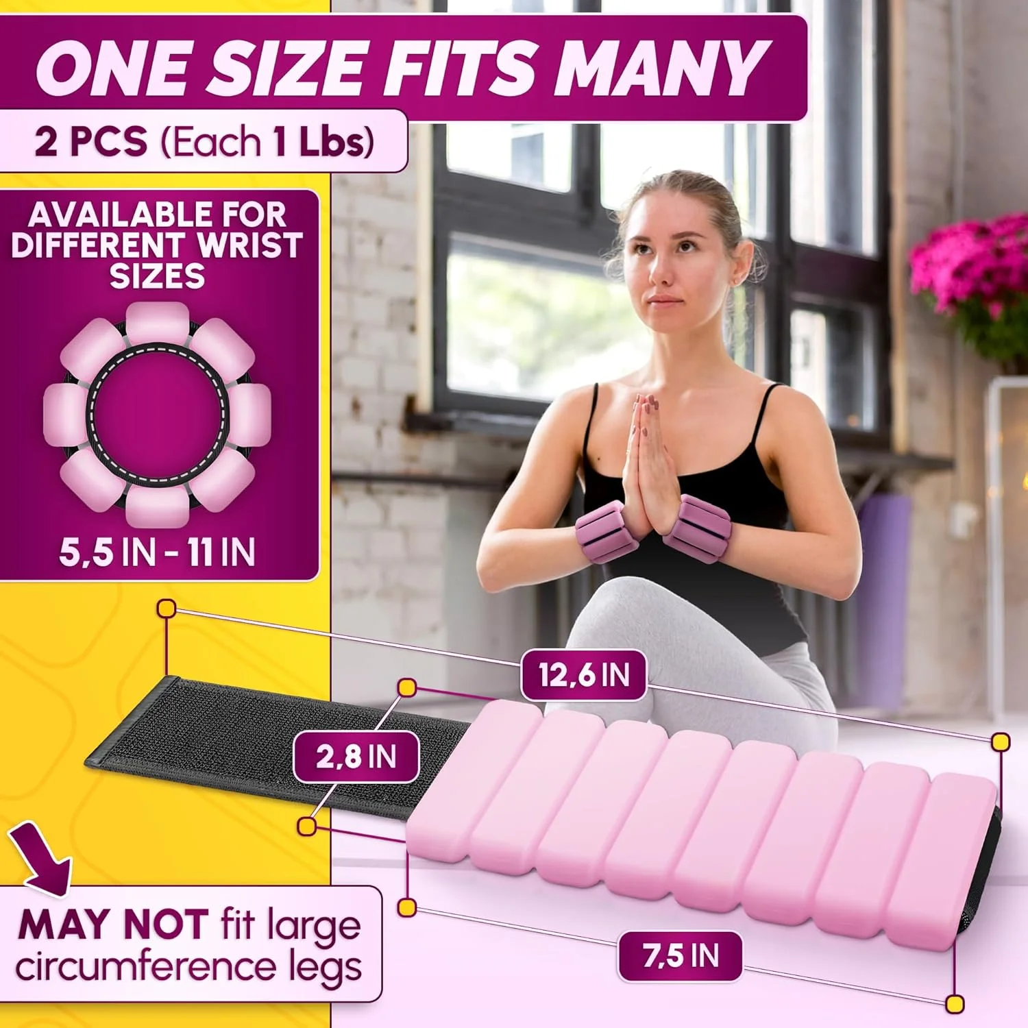 وزنه مچ پا برای تناسب اندام بانوان - وزنه مچ دست قابل تنظیم 2 پوندی برای تجهیزات ایروبیک در آب، وزنه یوگا برای بانوان - تجهیزات تناسب اندام، وزنه مچ پا پیلاتس، تجهیزات ورزشی استخر برای سالمندان (2 عدد)