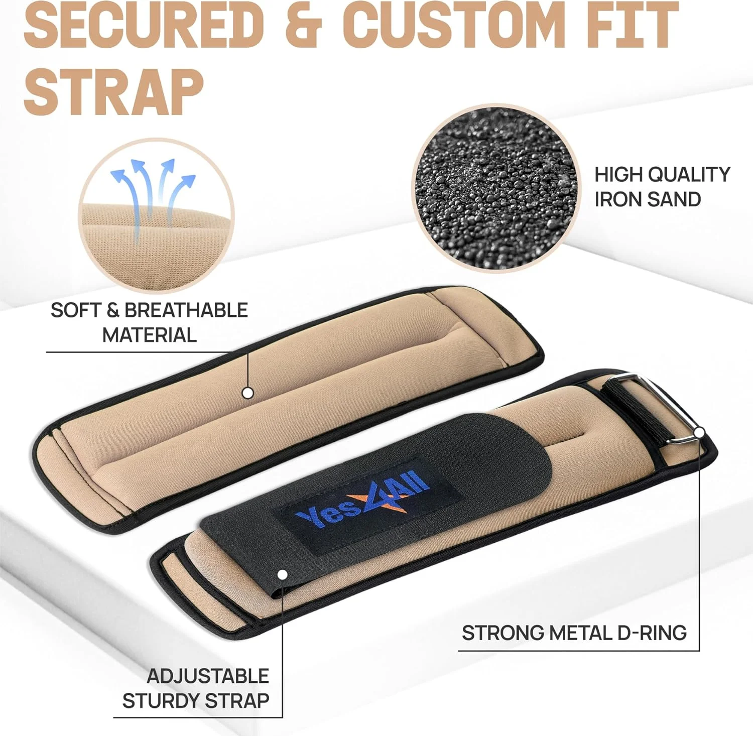 وزنه مچ دست Yes4All نئوپرن، وزنه مچ پا قابل تنظیم، وزنه مچ دست برای زنان و مردان، جفت وزنه مچ و مچ پا، بند و کاف وزنه برای تمرینات پا، پیاده روی، دویدن و تمرینات کاردیو