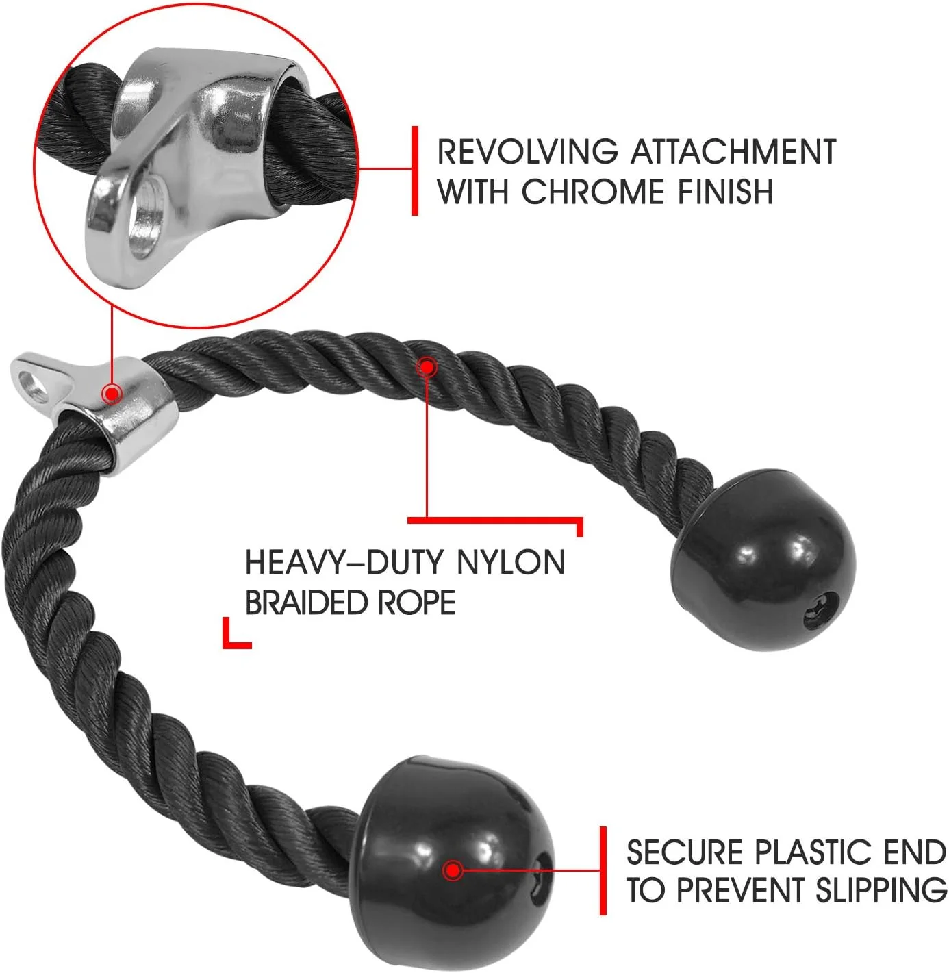 طناب تمرین پشت بازو Yes4All، سایزهای 68 و 91 سانتی متر با 4 رنگ، اتصال دستگاه سیم کش، طناب کششی باشگاه با کارابین طناب تمرین پشت بازو Yes4All، سایزهای 68 و 91 سانتی متر با 4 رنگ، اتصال دستگاه سیم کش، طناب کششی باشگاه با کارابین