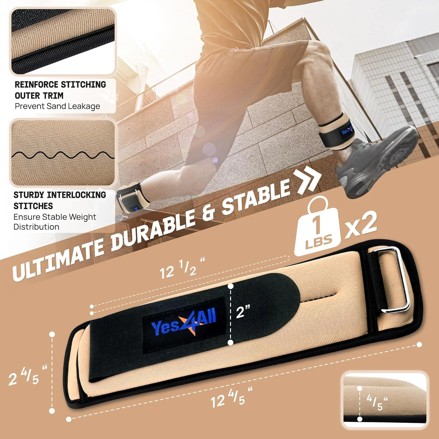 وزنه مچ دست Yes4All نئوپرن، وزنه مچ پا قابل تنظیم، وزنه مچ دست برای زنان و مردان، جفت وزنه مچ و مچ پا، بند و کاف وزنه برای تمرینات پا، پیاده روی، دویدن و تمرینات کاردیو