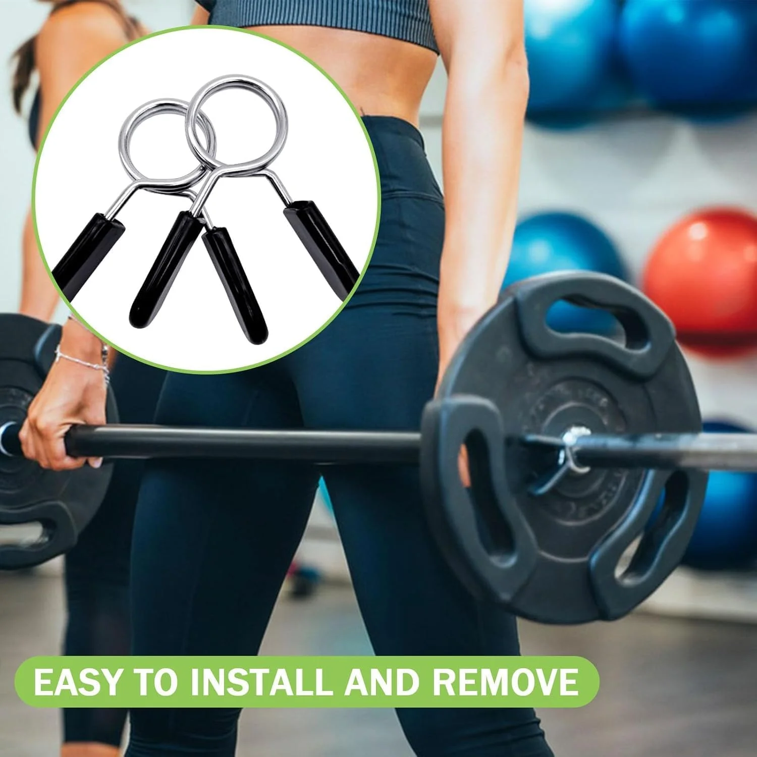 گیره فنری میله هالتر YelaJoy، بسته 4 عددی - 25 میلی‌متری برای میله‌های وزنه‌برداری - گیره‌های مقاوم برای تمرینات قدرتی، طراحی رهاسازی سریع