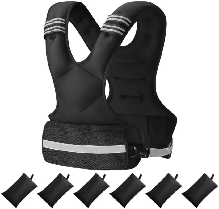 وست وزنه دار قابل تنظیم YelaJoy برای آقایان و بانوان - وست ورزشی بازتابنده 2.7 کیلوگرم تا 13.6 کیلوگرم برای دویدن، تمرینات متقاطع و تمرینات قدرتی