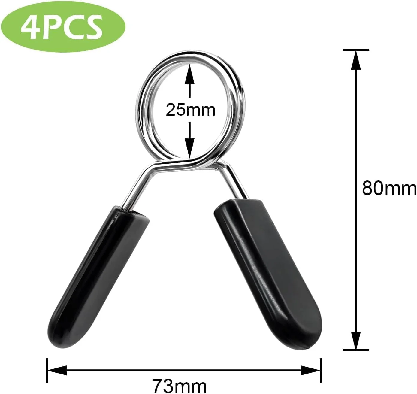 گیره فنری میله هالتر YelaJoy، بسته 4 عددی - 25 میلی‌متری برای میله‌های وزنه‌برداری - گیره‌های مقاوم برای تمرینات قدرتی، طراحی رهاسازی سریع